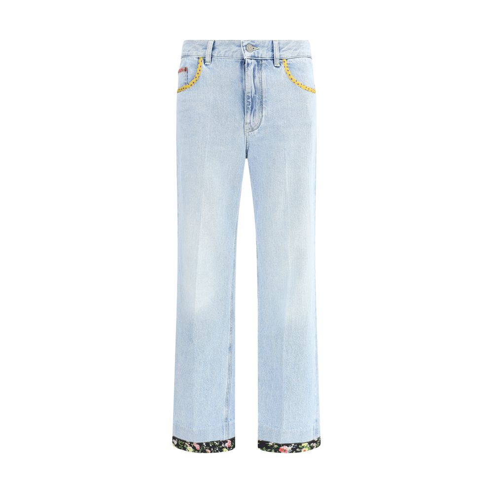 Valentino Blue Cotton Straight-Leg Jeans