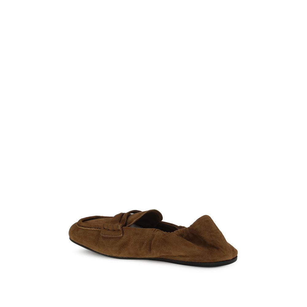 Miu Miu Brown Calf Leather Bos Taurus Slip-On Loafers