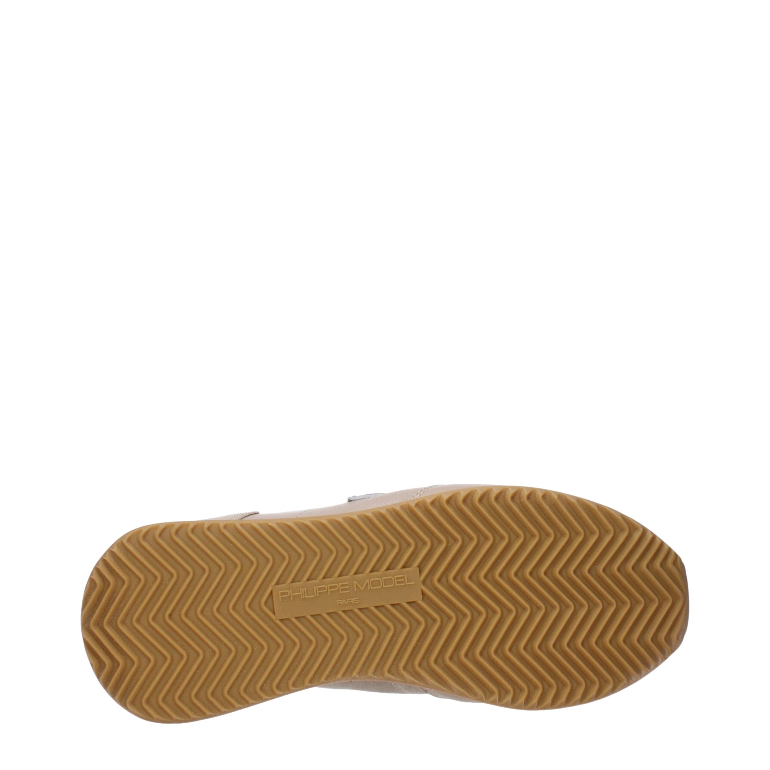 Philippe Model Beige Leather Low Top Sneakers