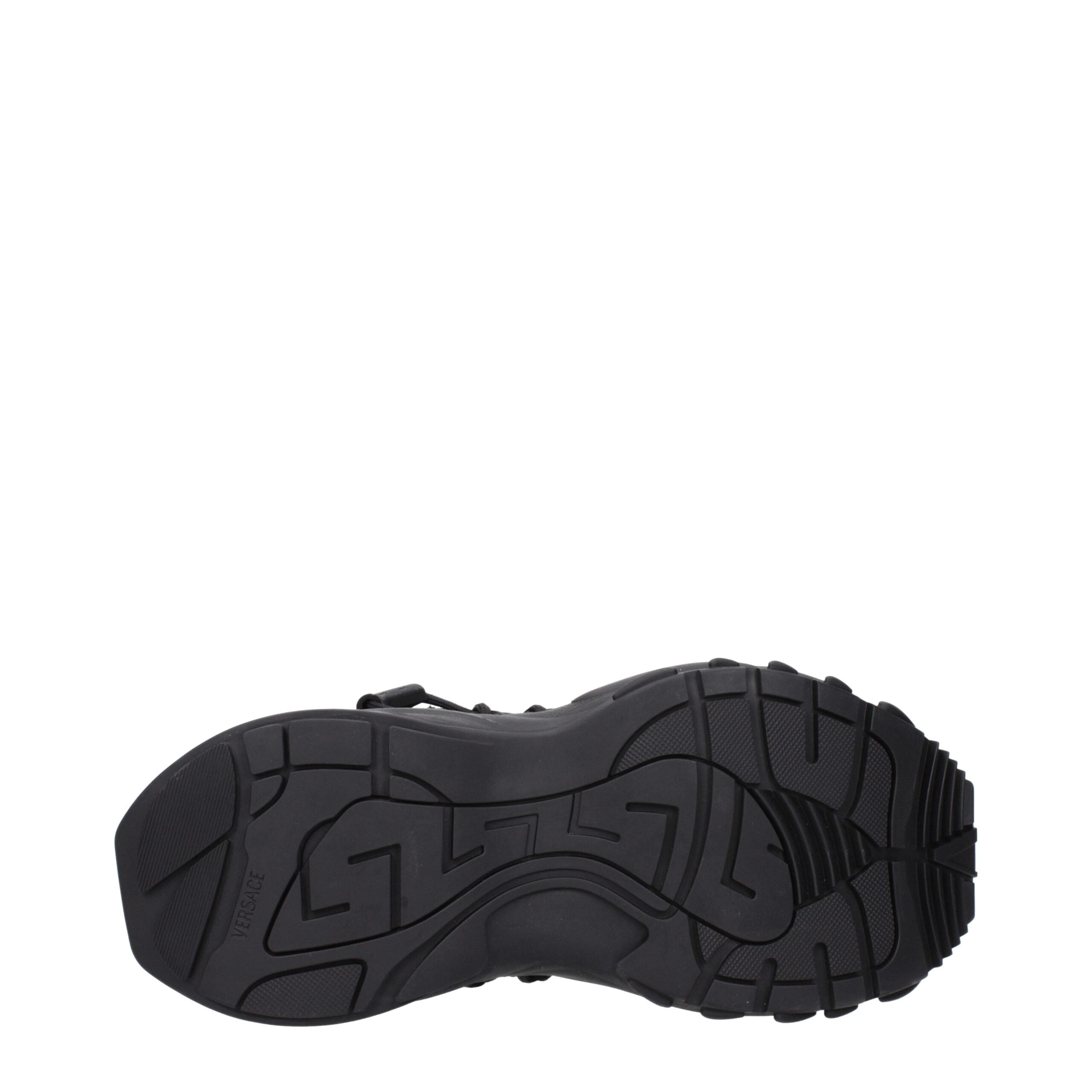 Versace Black Leather Athletic Sneakers