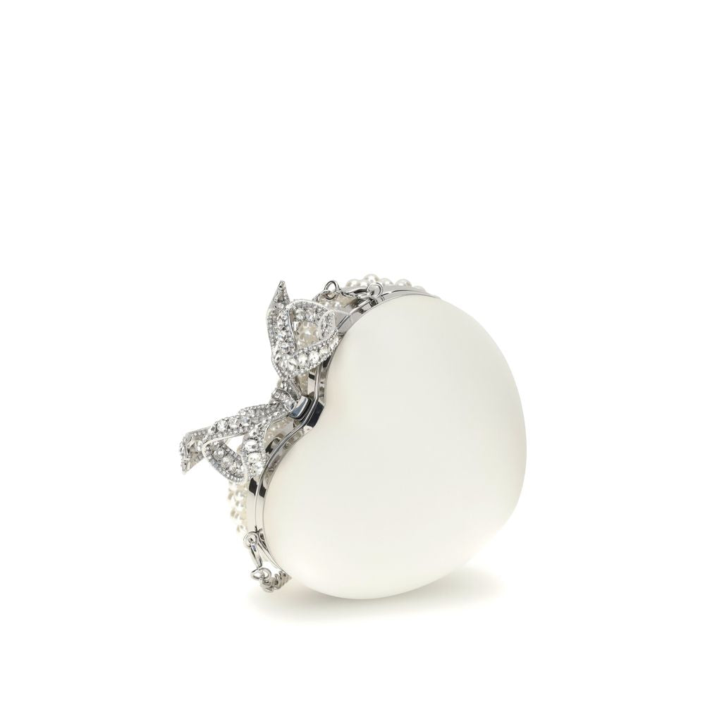 Self-Portrait Pearl Heart Clutch Bag