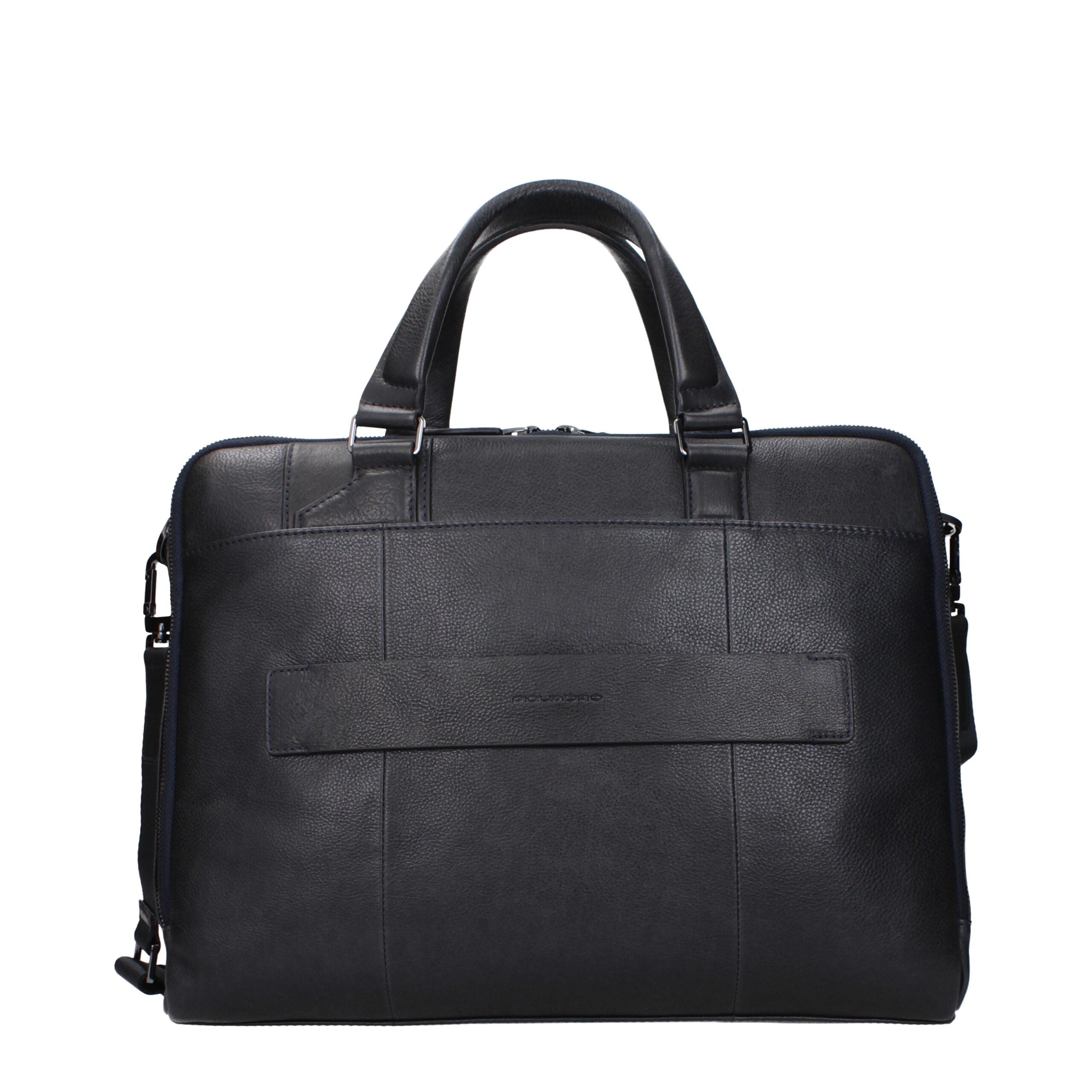 Piquadro Blue Leather Business And Laptop Bags