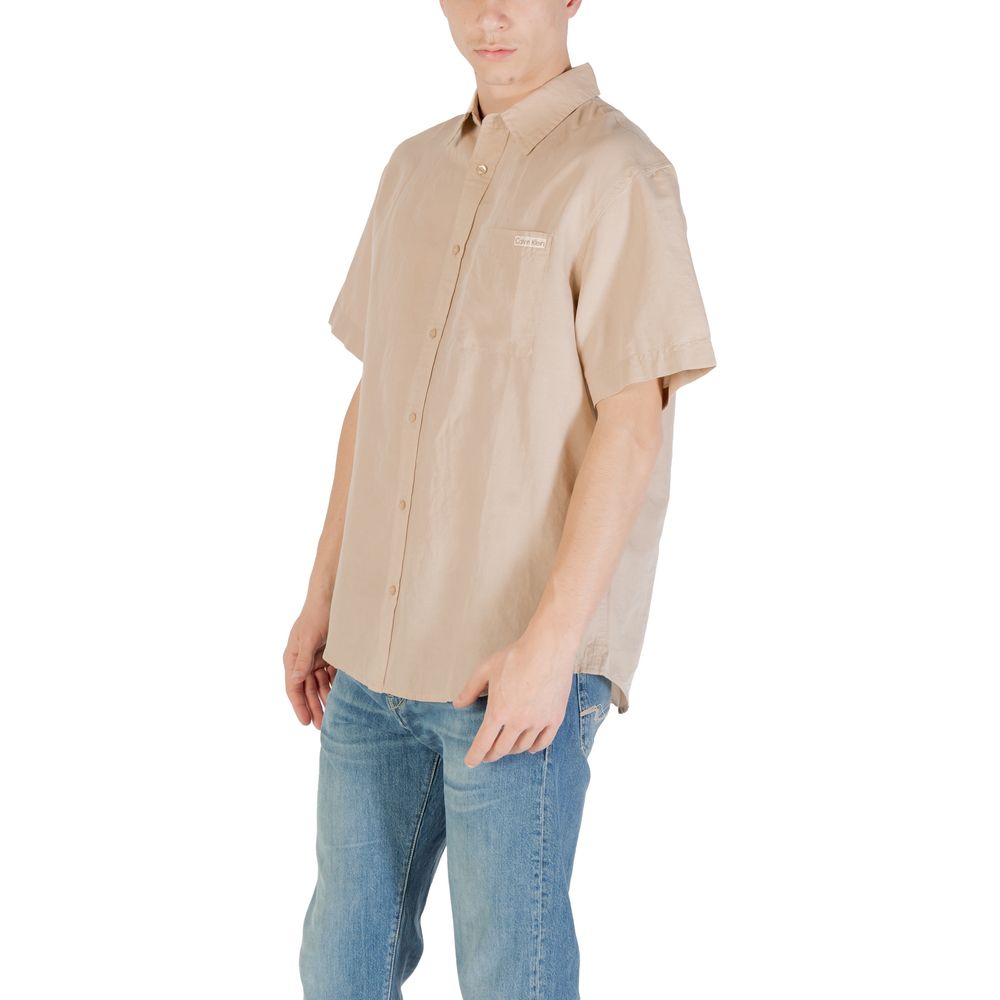 Calvin Klein Jeans Beige Linen Shortsleeve Shirt