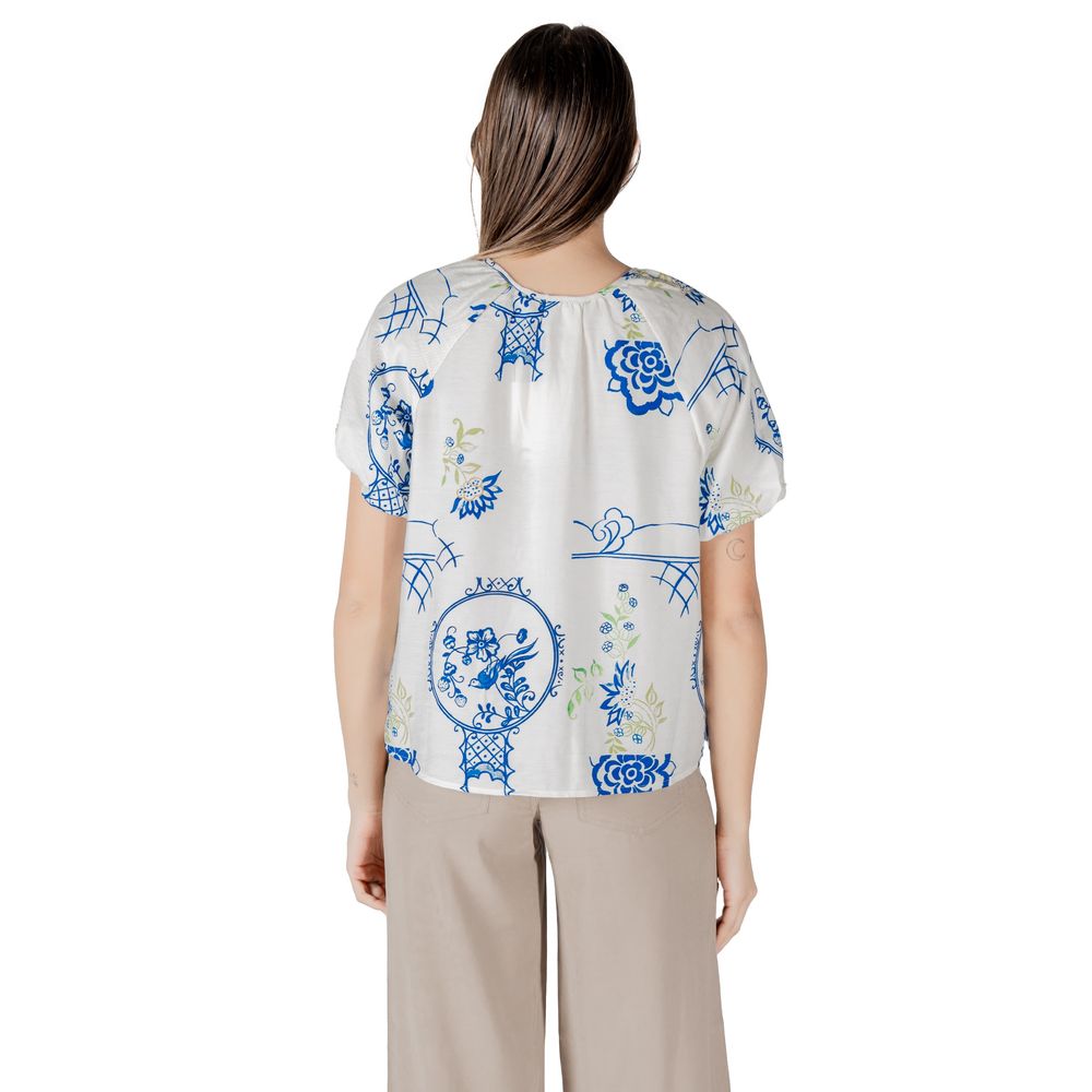 ICHI White Viscose Shortsleeve Shirt