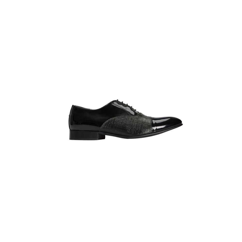 Roberto Pepe Luxury Black Leather Men Shoe