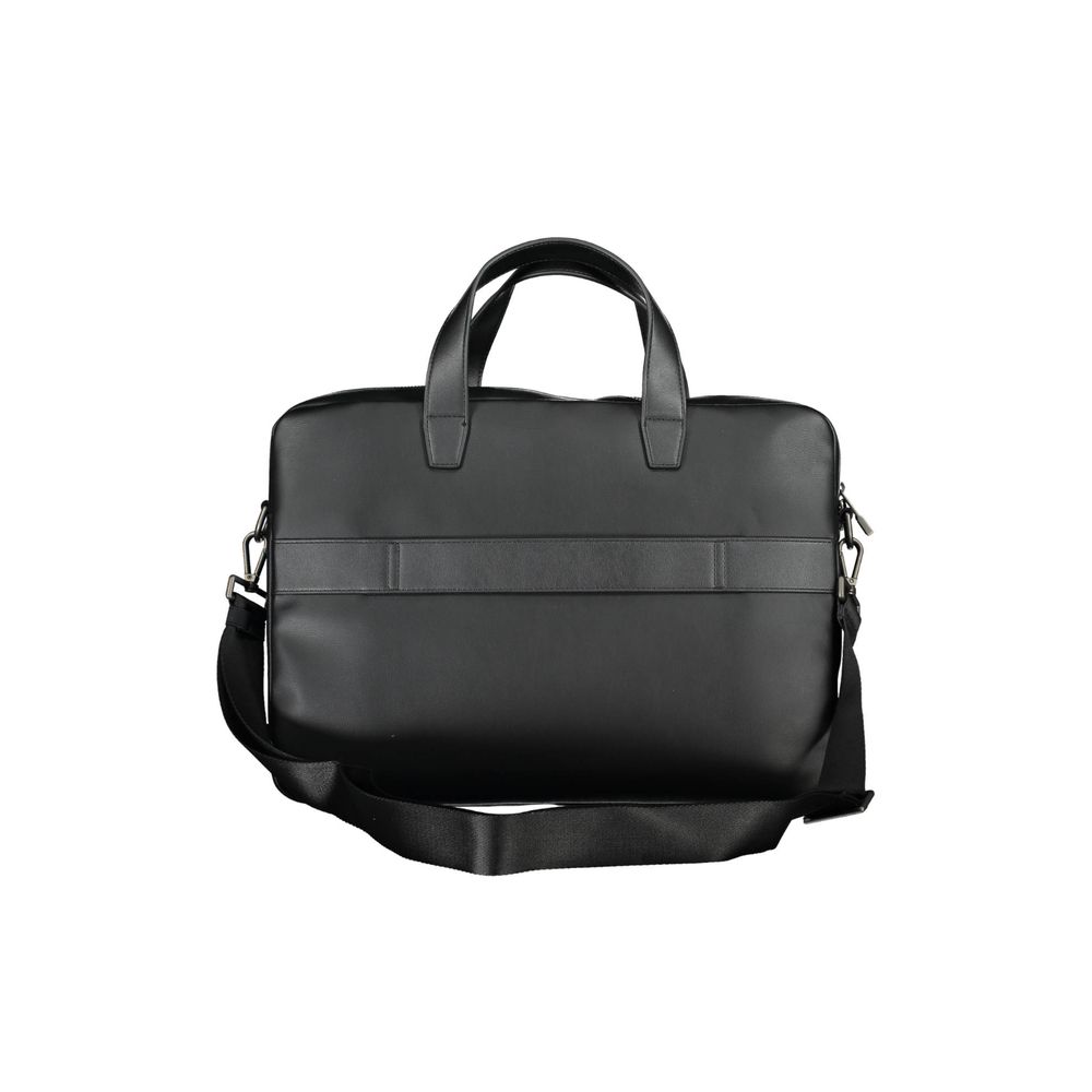 Tommy Hilfiger Black Polyurethane Men's Briefcase