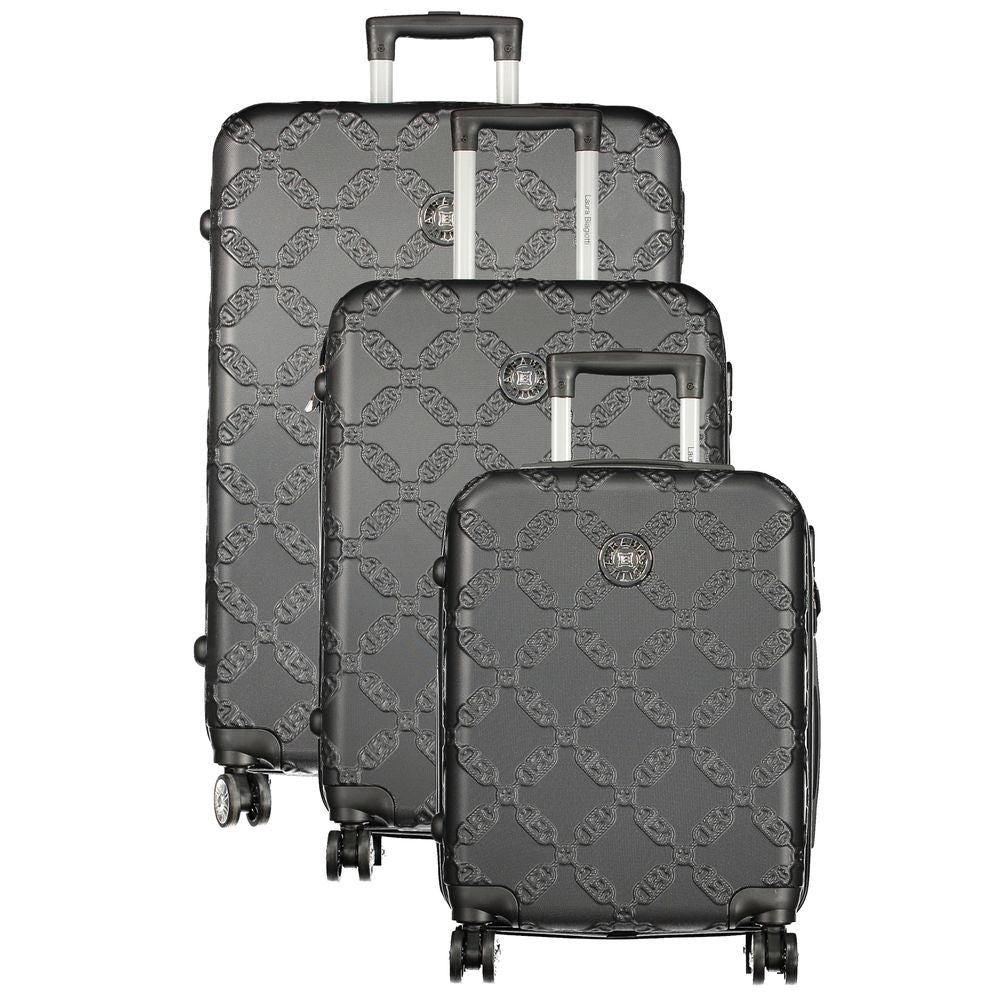 Laura Biagiotti Black Polyurethane Women's Travel Trolley Set