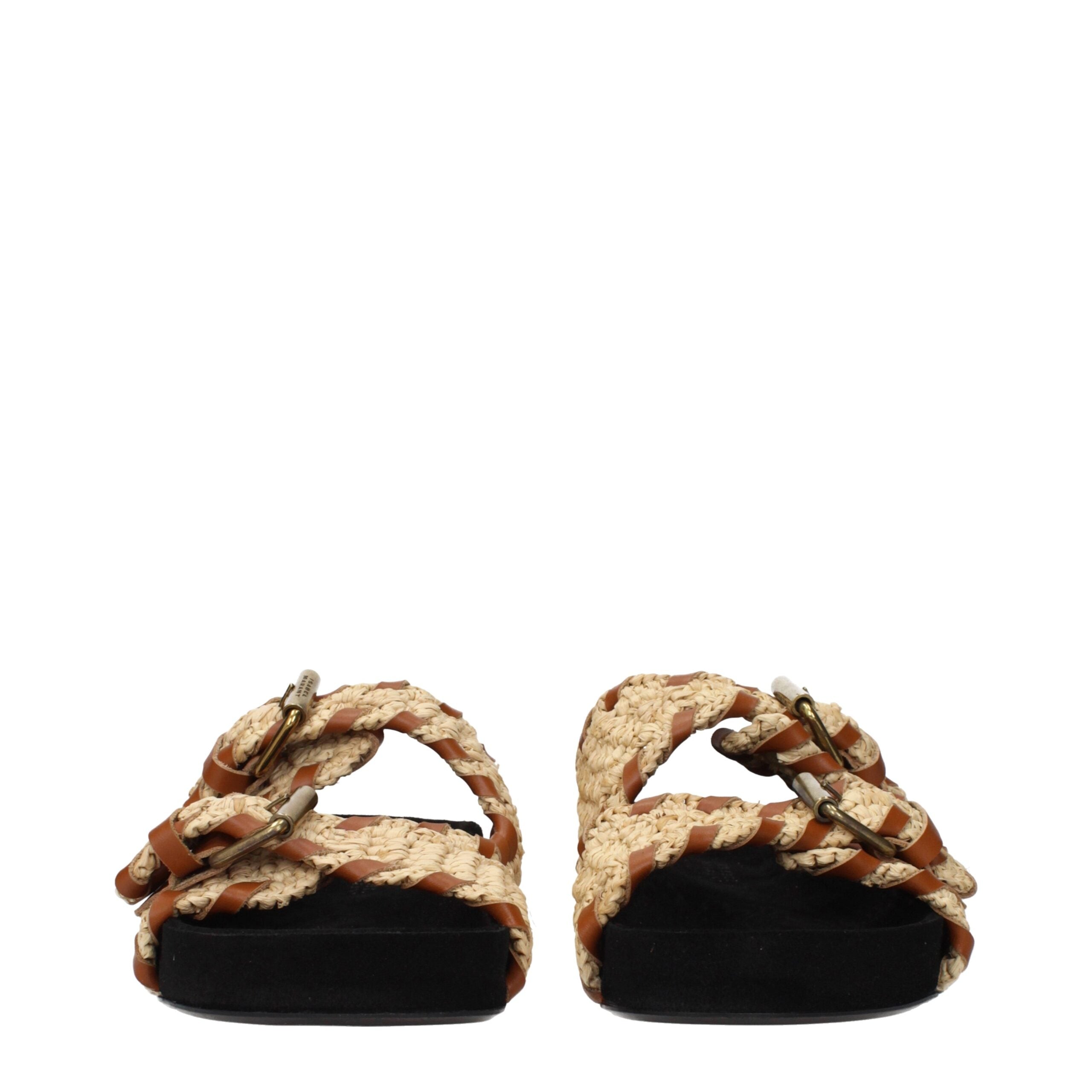 Isabel Marant Beige Raffia Slippers