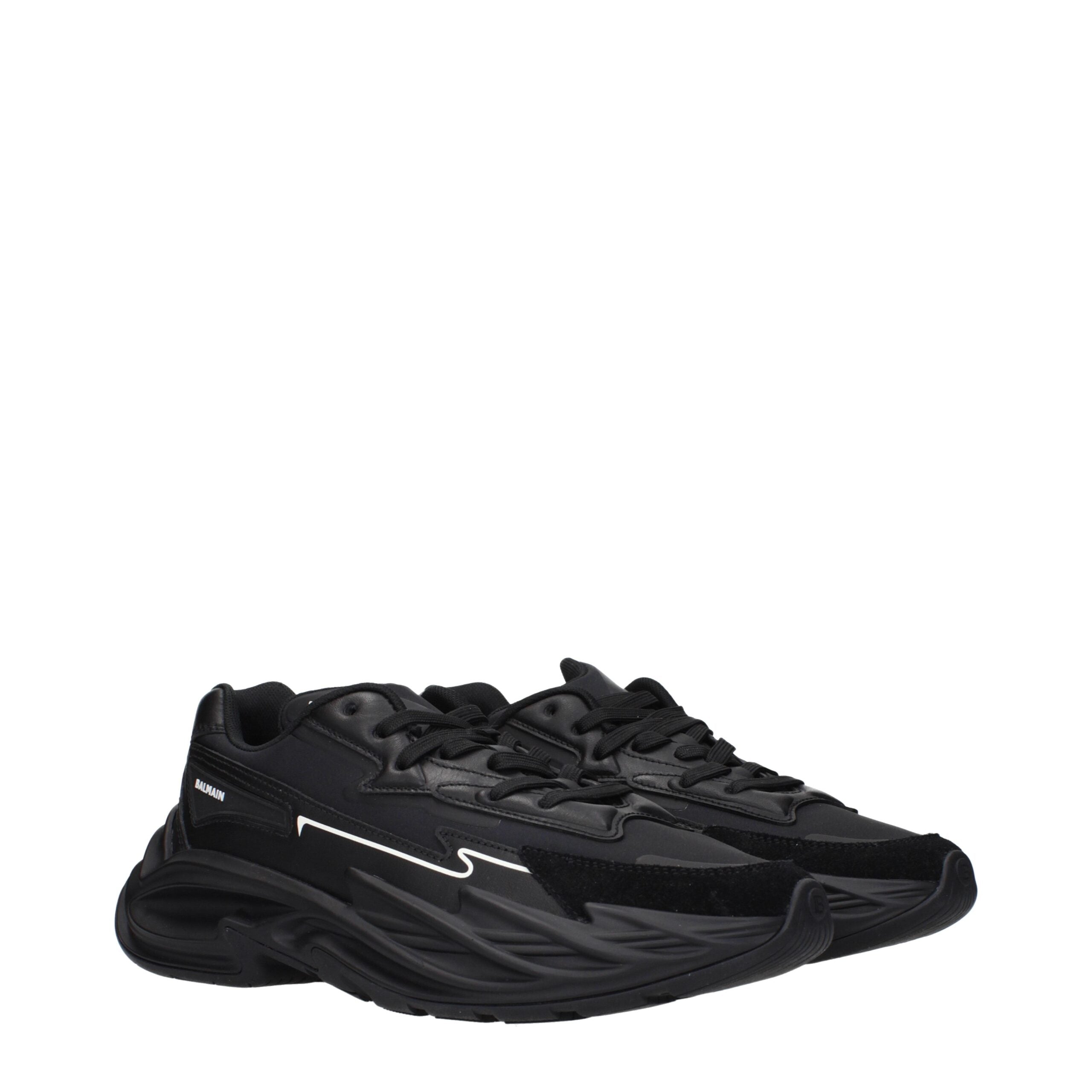 Balmain Black Leather Athletic Sneakers