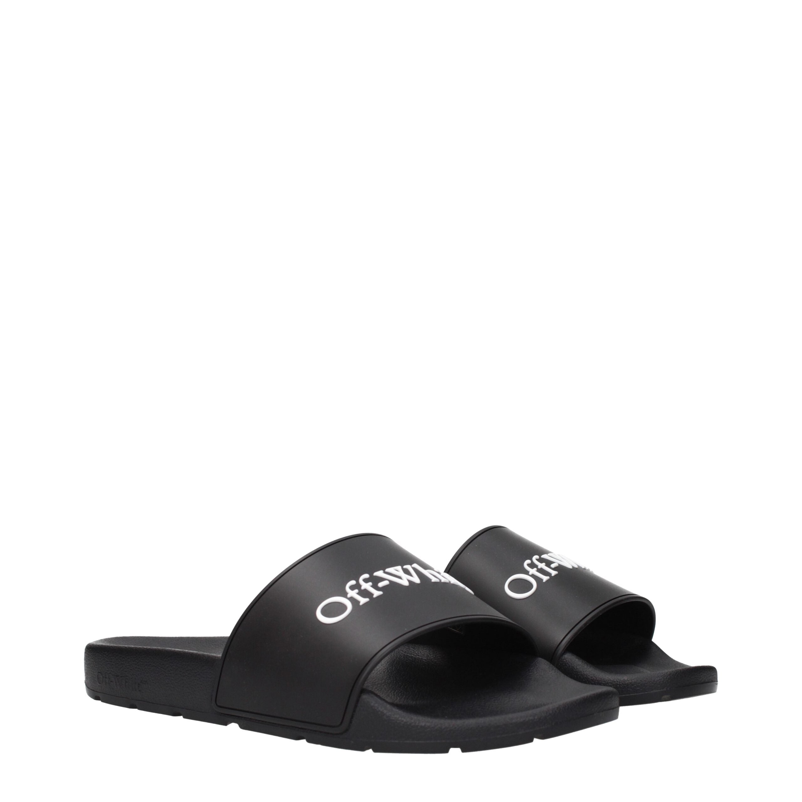 Off-White Black Cotton Slippers