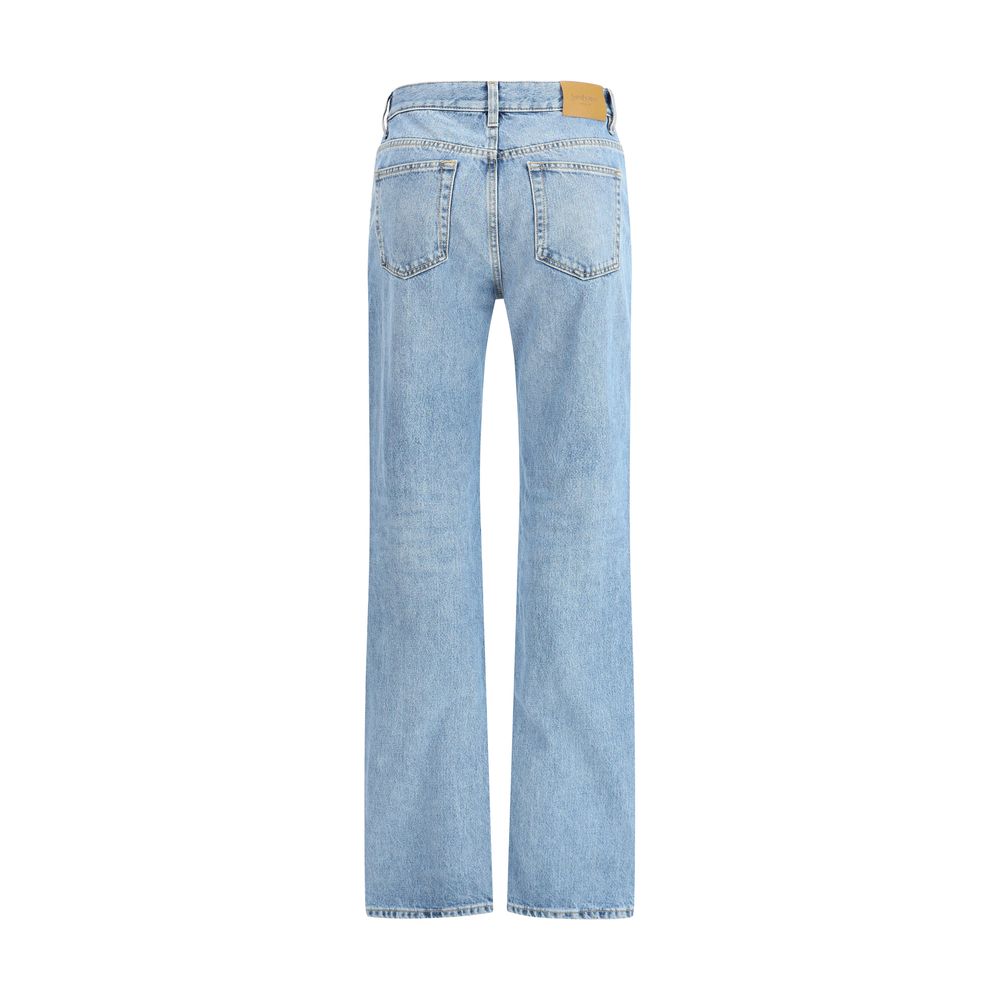 Saint Laurent Blue Cotton Straight-Leg Jeans