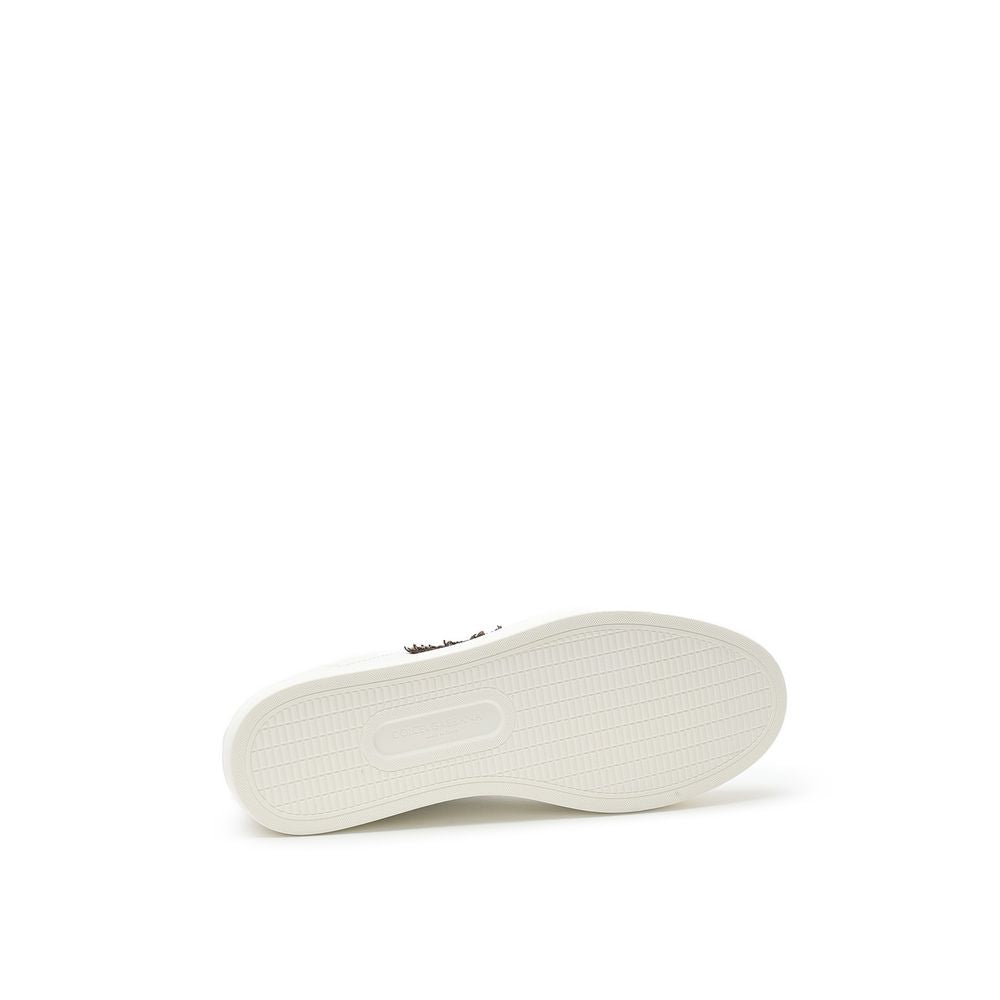 Dolce & Gabbana White Leather Low Top Sneakers