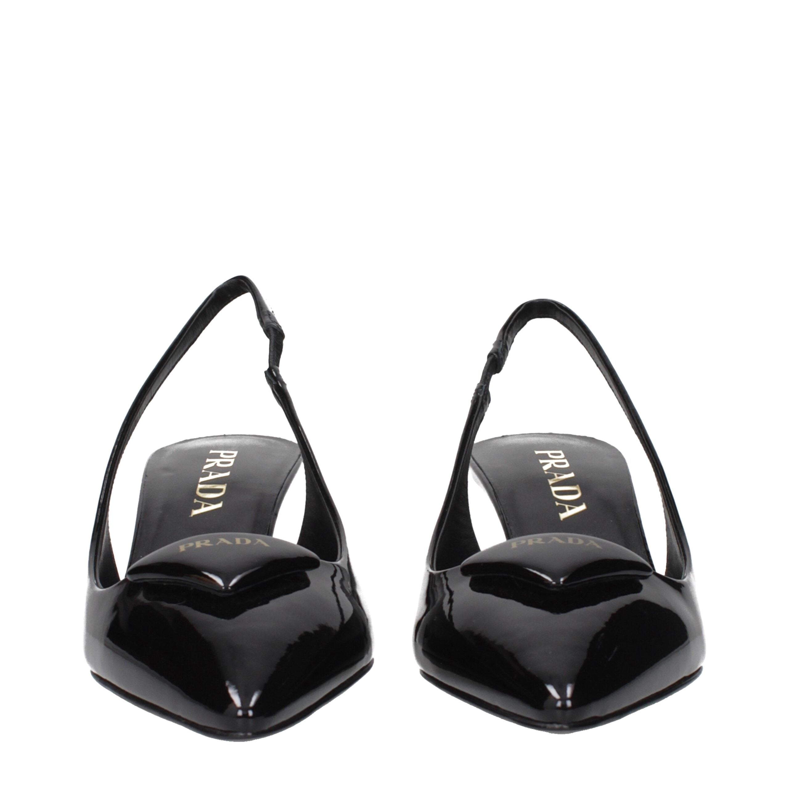 Prada Black Leather Mid Heel Pumps