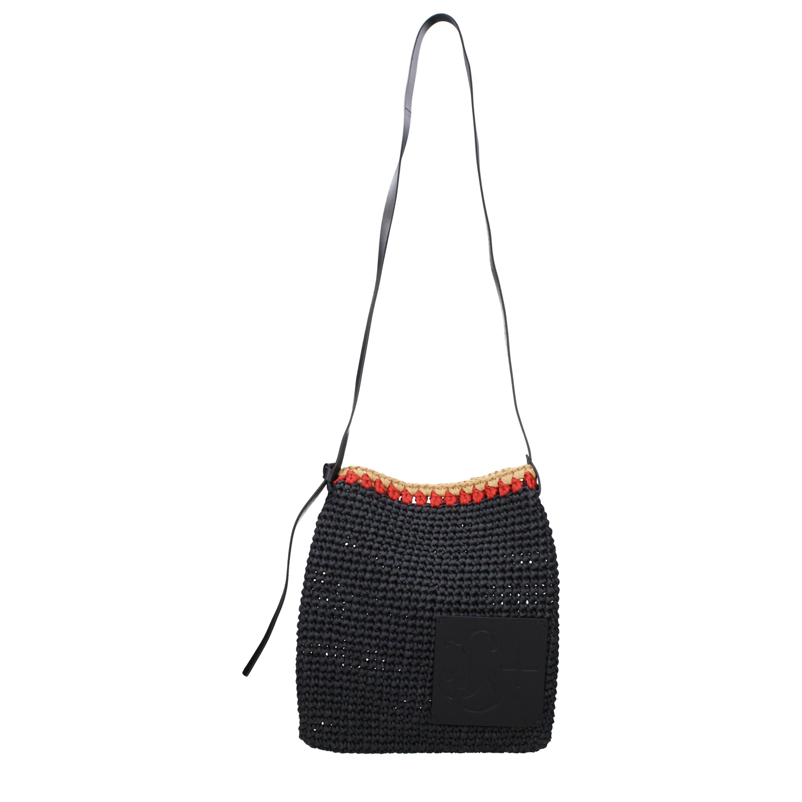 Jil Sander Black Raffia Crossbody Bag