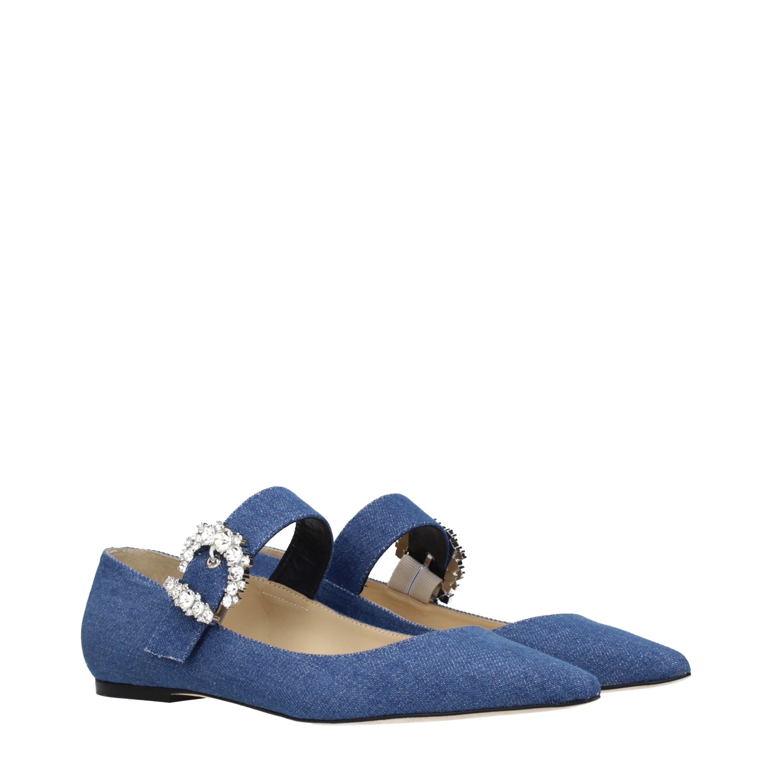 Jimmy Choo Blue Fabric Ballet Flats