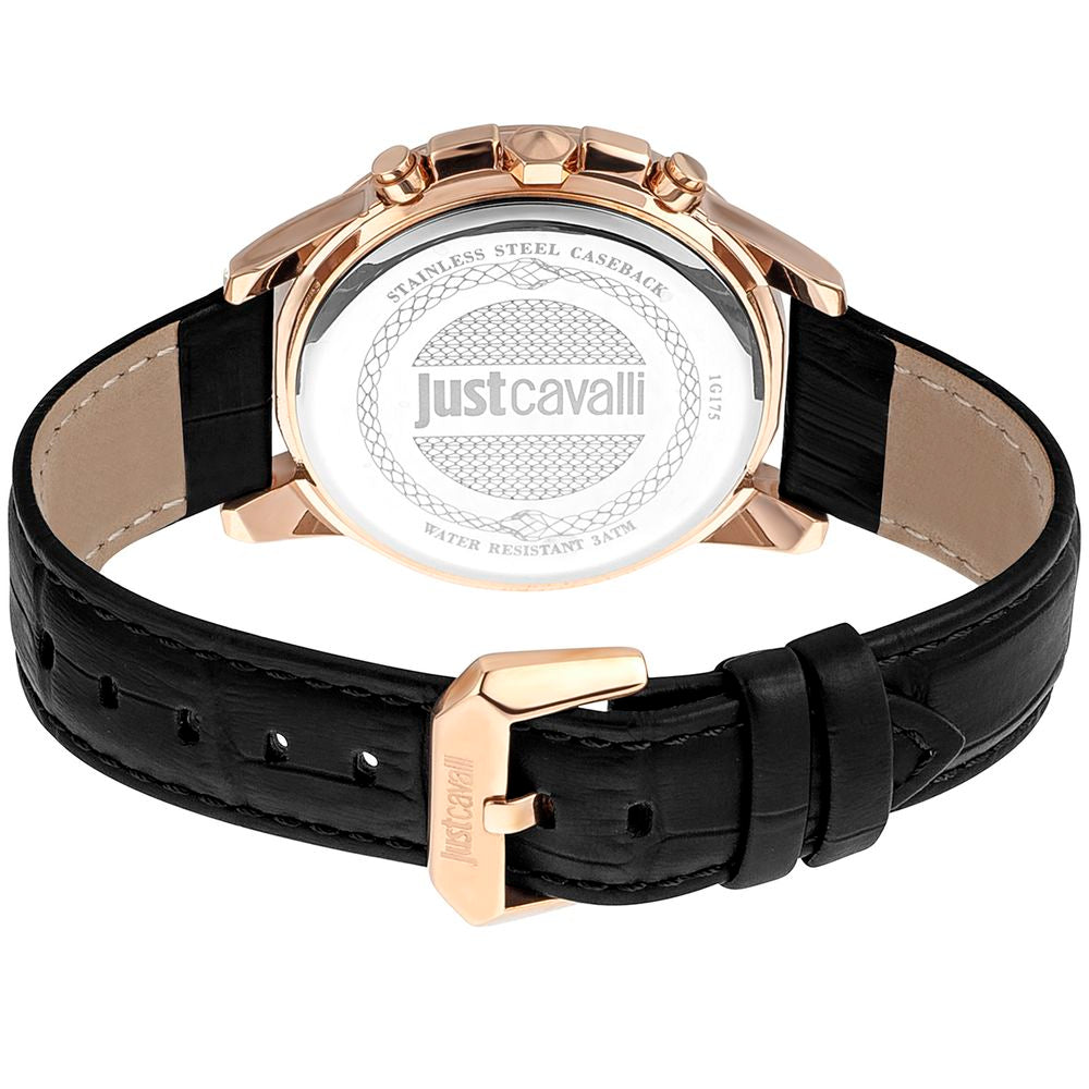Just Cavalli Black Leather Dress Watch