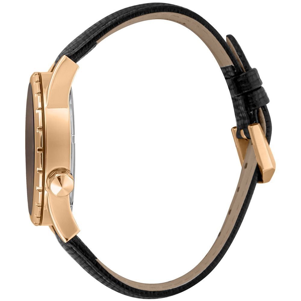 Just Cavalli Black Leather Dress Watch