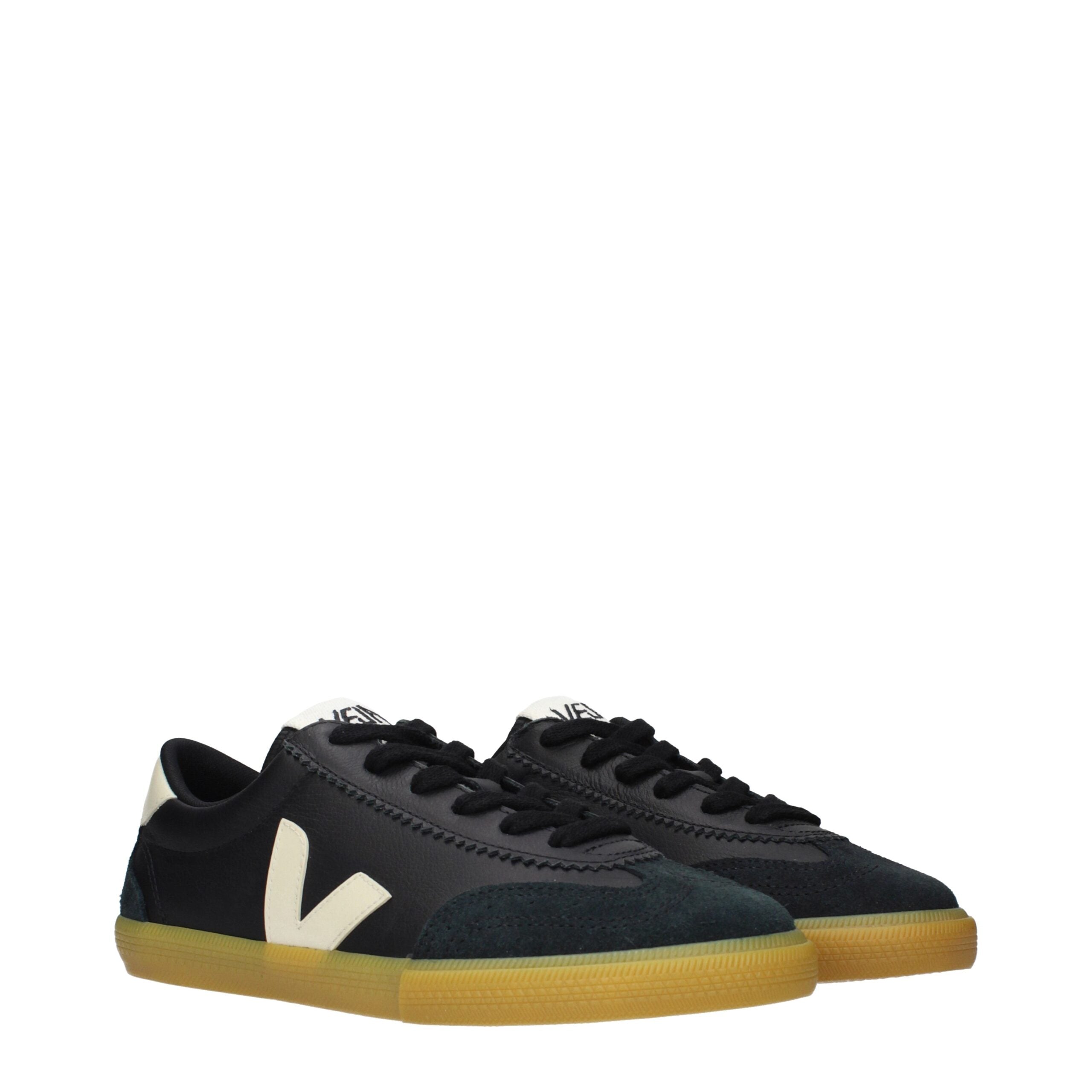 Veja Black Leather Low Top Sneakers