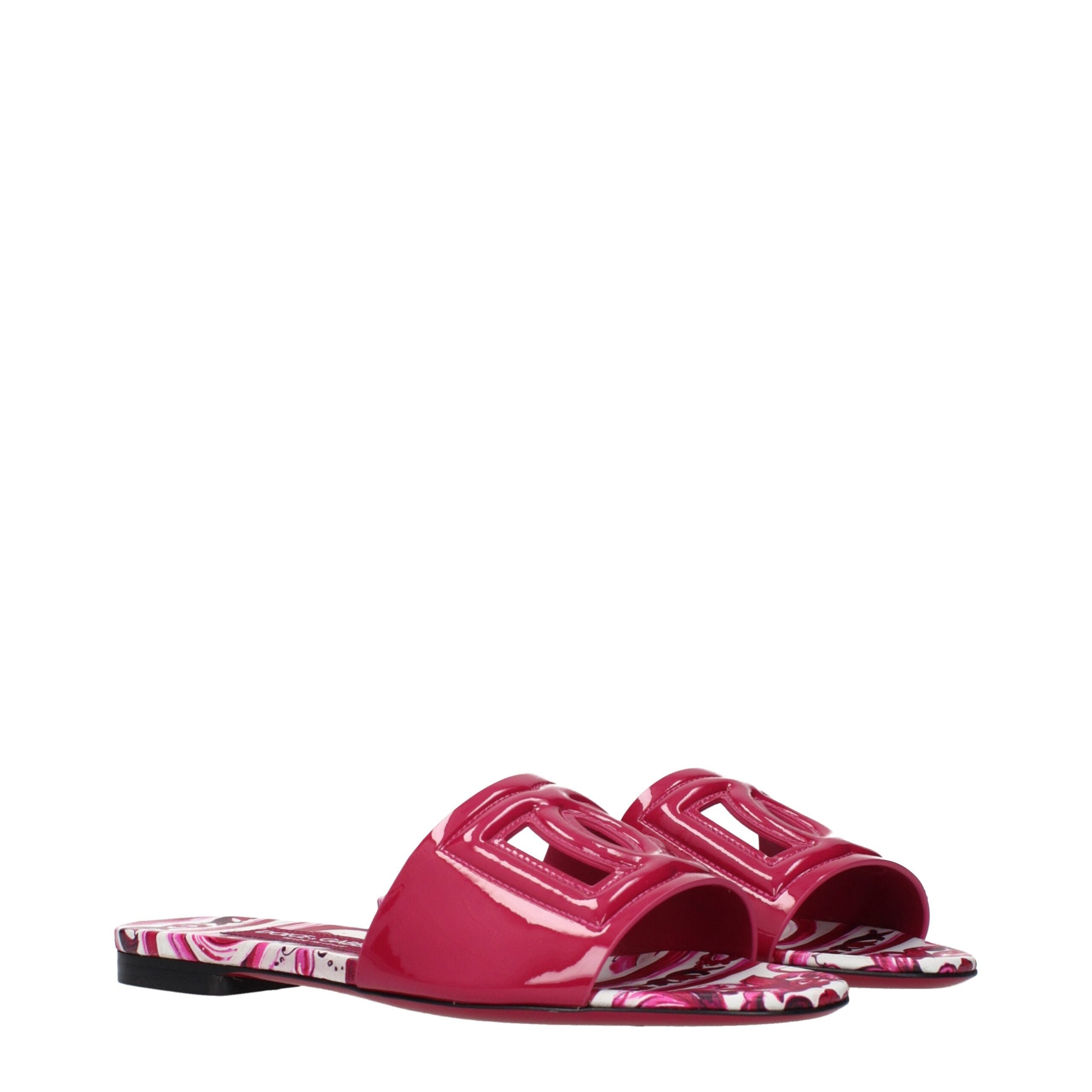 Dolce & Gabbana Pink Leather Slippers