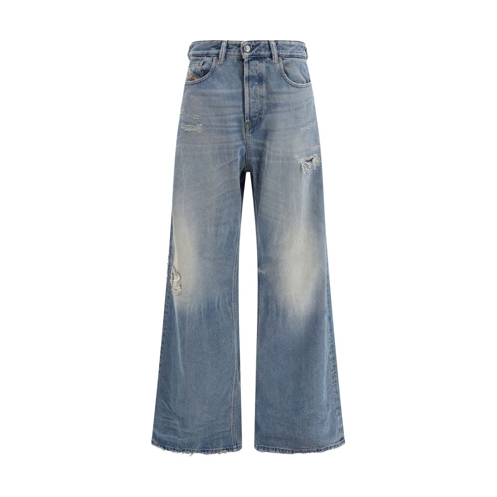 Diesel Blue Cotton Relaxed Fit Jeans