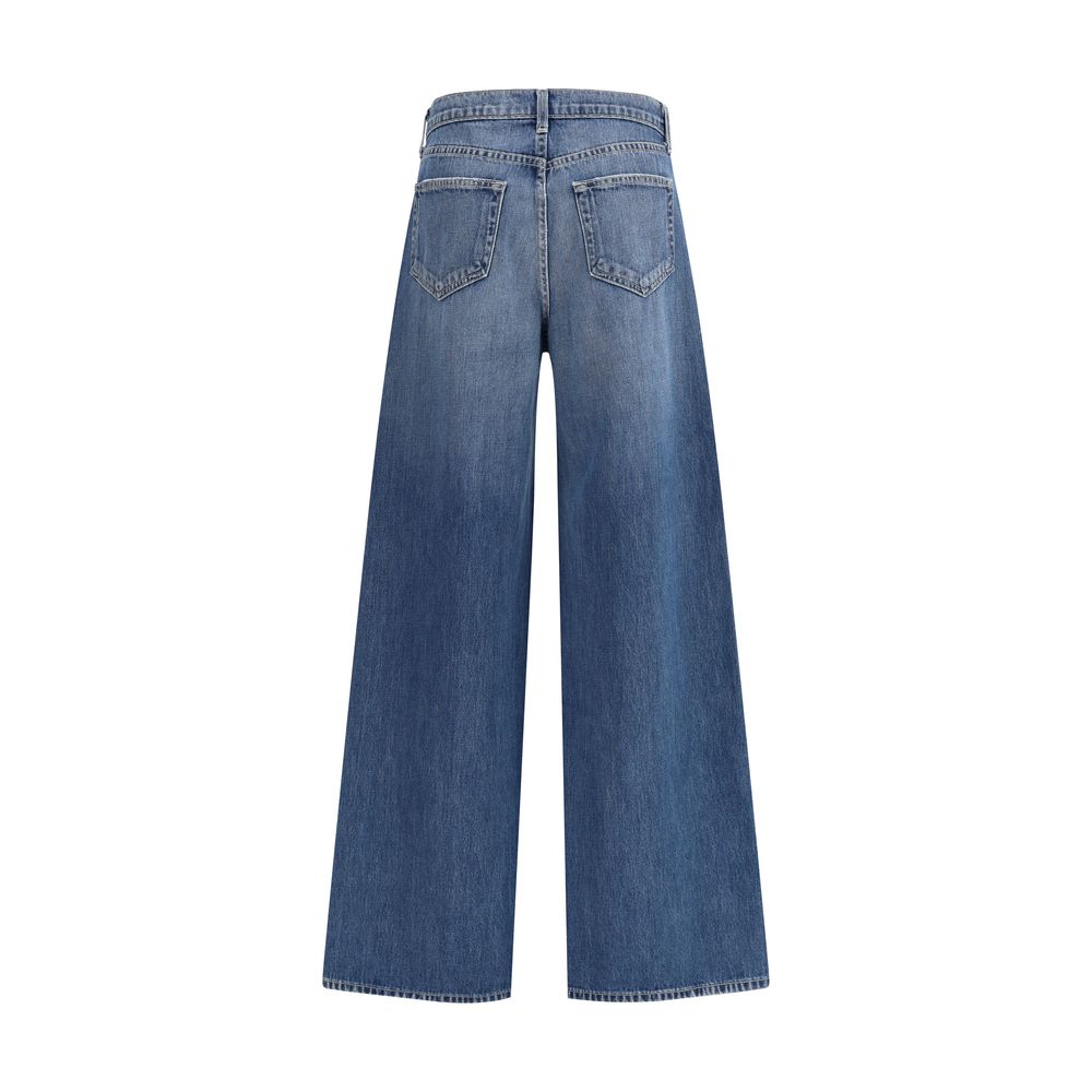L'Agence Light Blue Cotton Relaxed Fit Jeans