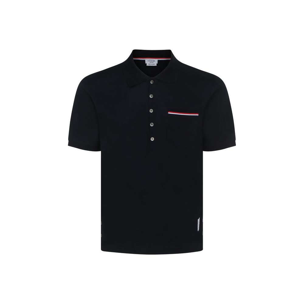 Thom Browne Blue Cotton Polo Shirt