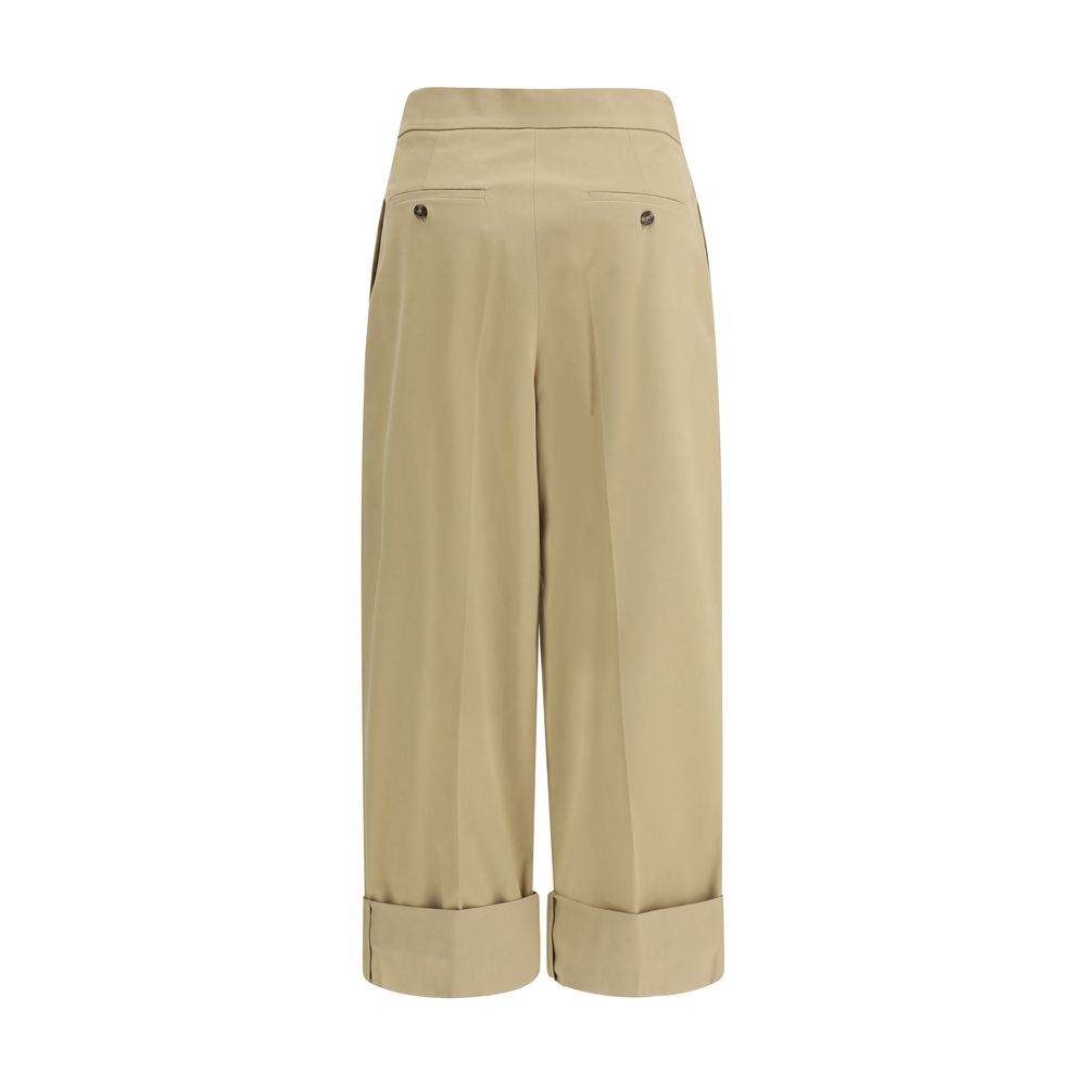 Max Mara Beige Cotton Cropped Pants