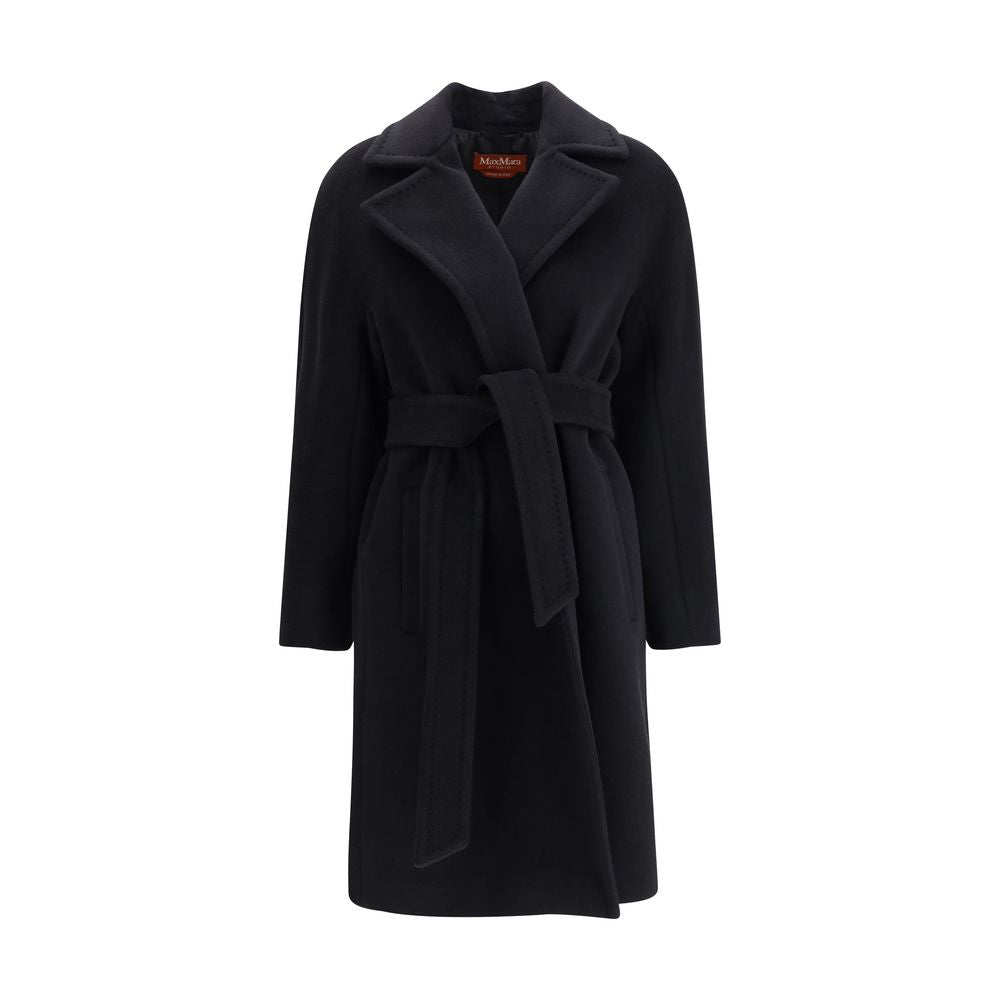 Max Mara Black Fleece Wool Coat