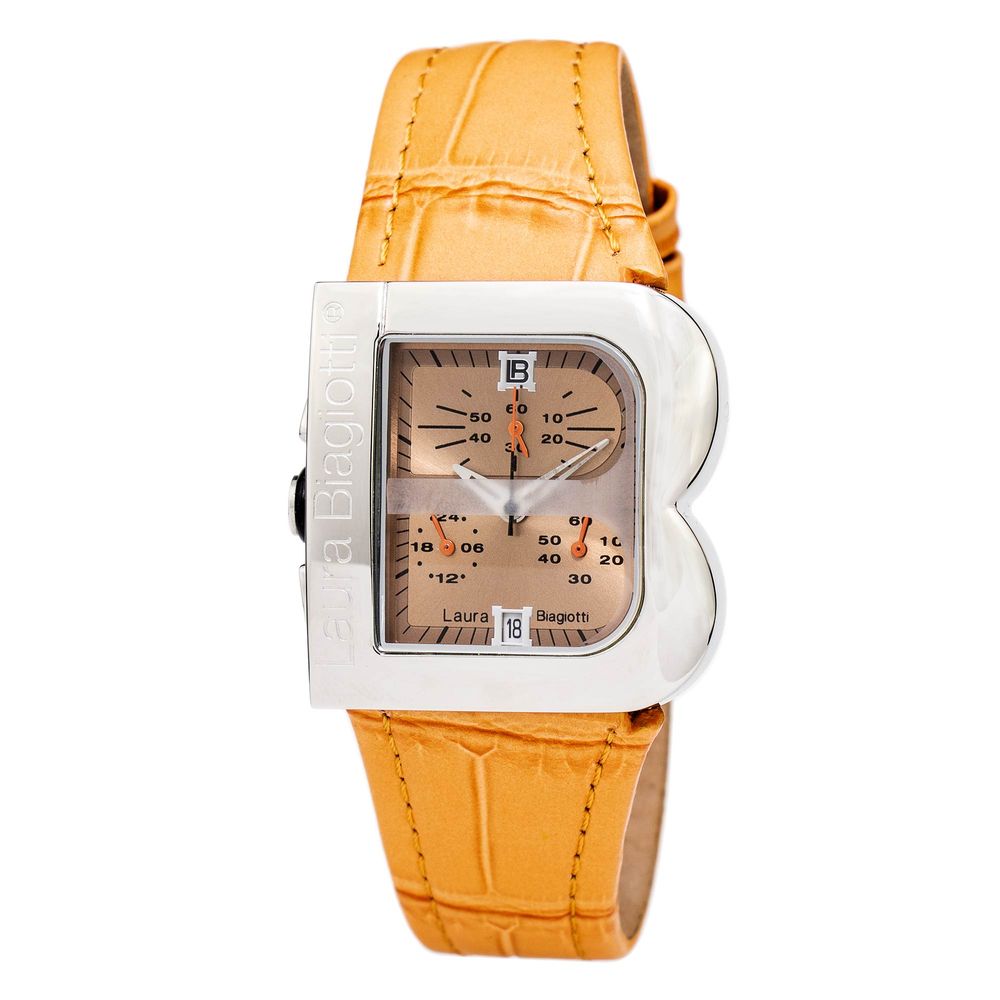 Laura Biagiotti Orange Leather Dress Watch
