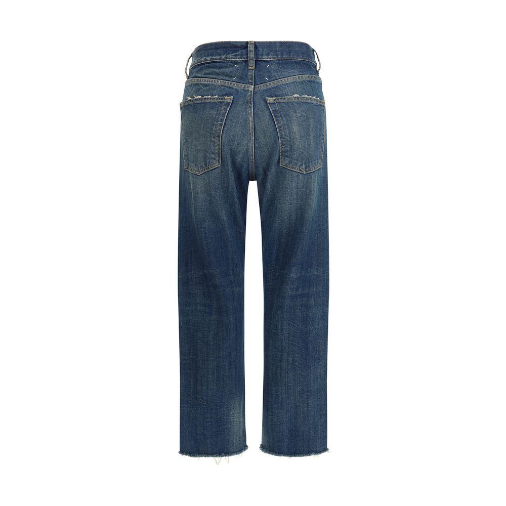 Margiela Blue Cotton Straight-Leg Jeans