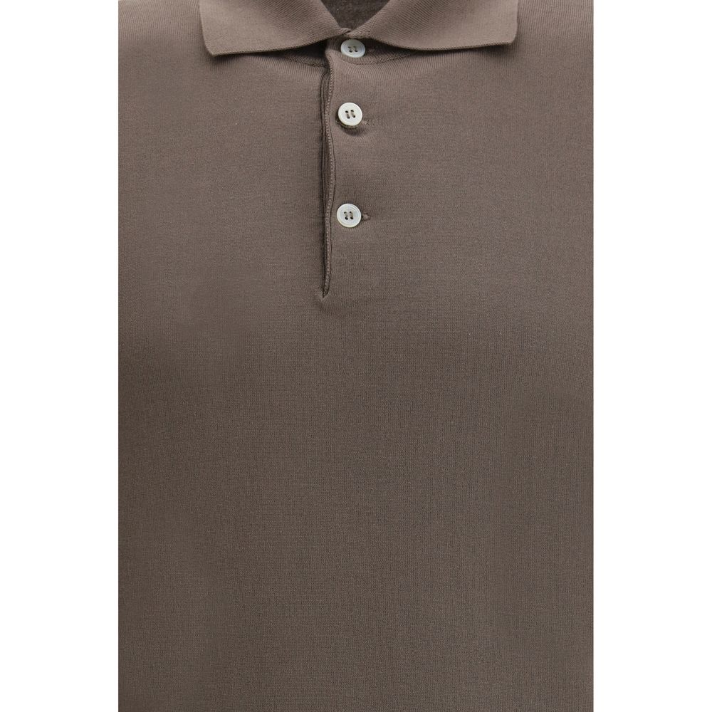Brunello Cucinelli Brown Cotton Polo Shirt