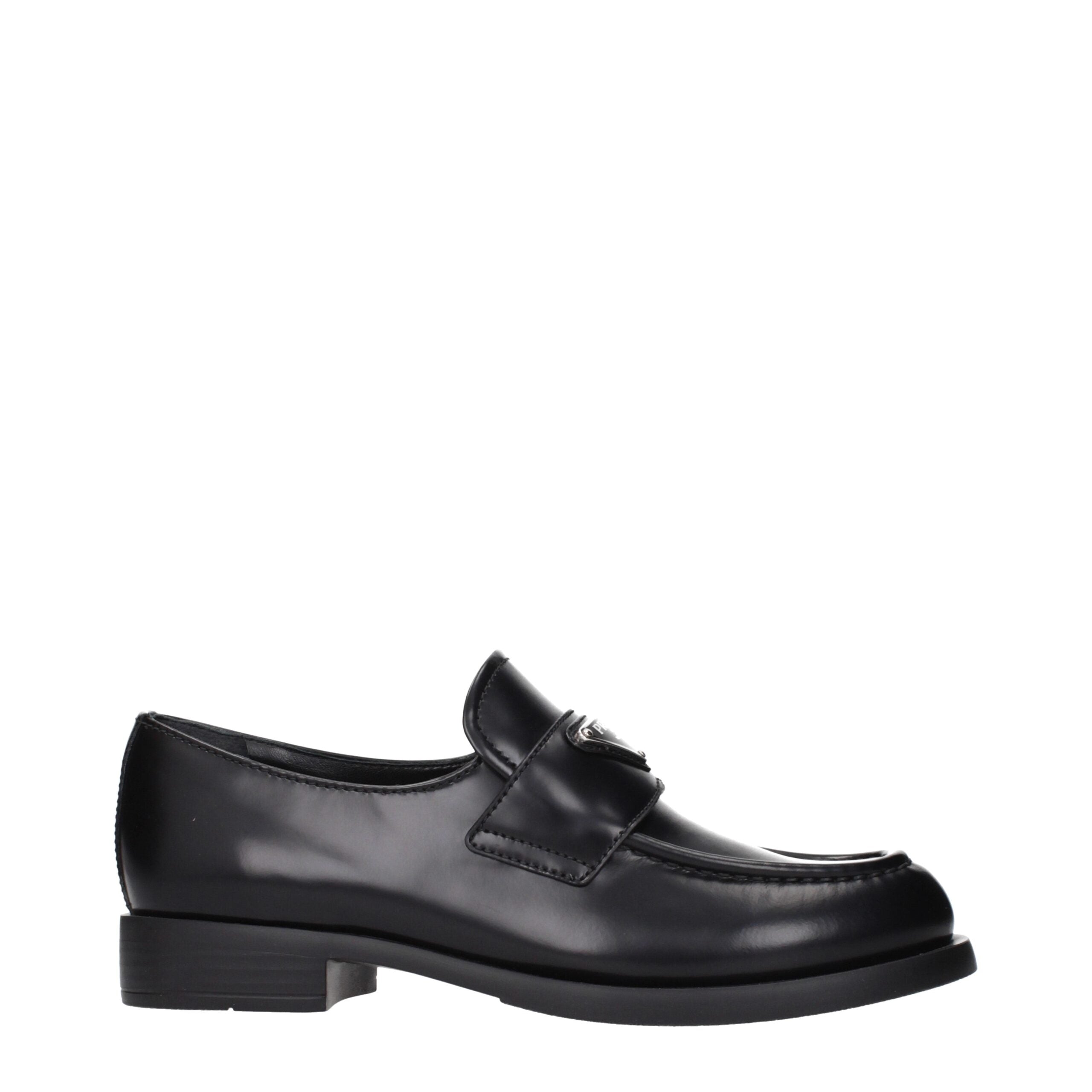 Prada Black Leather Slip-On Loafers