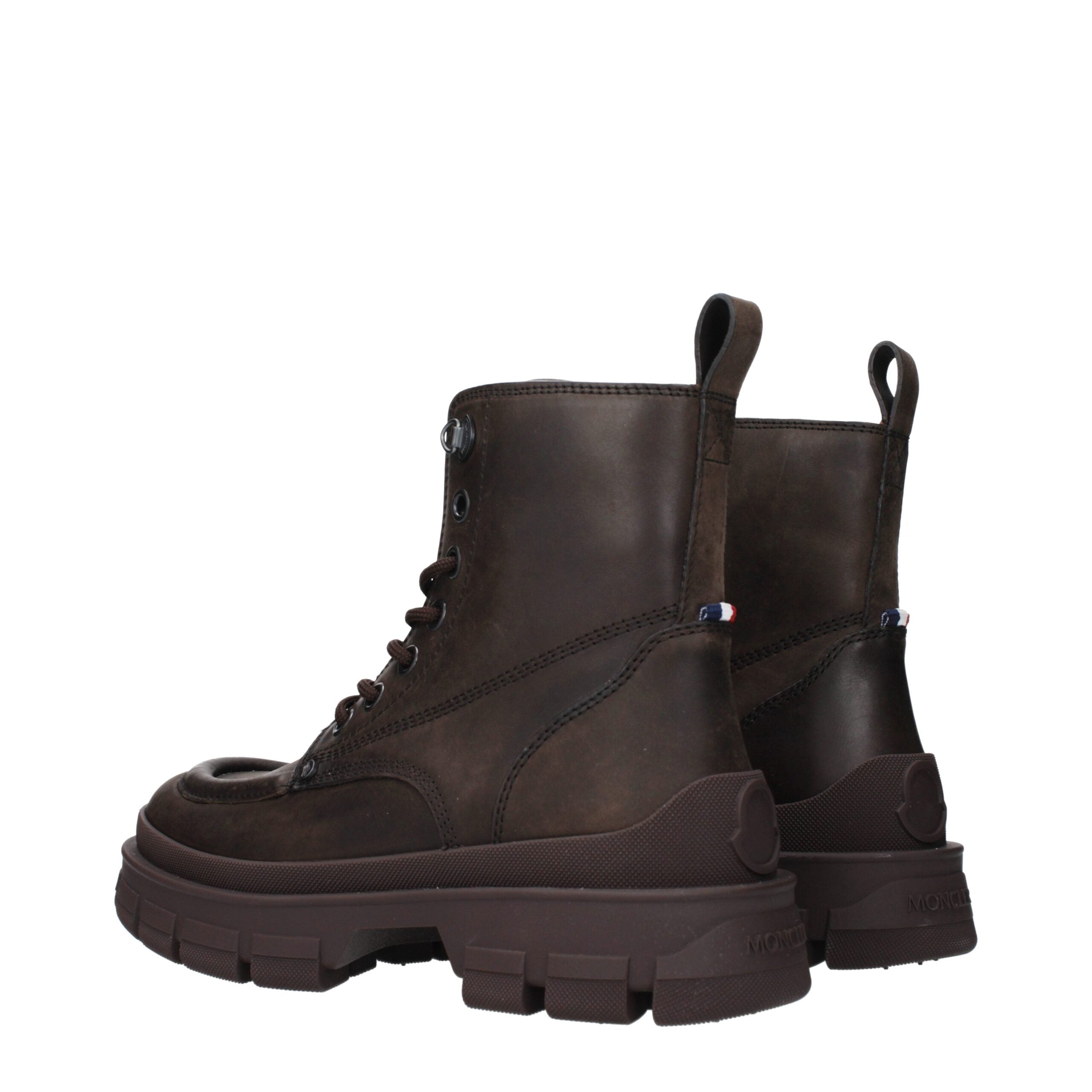 Moncler Brown Leather Ankle Boots
