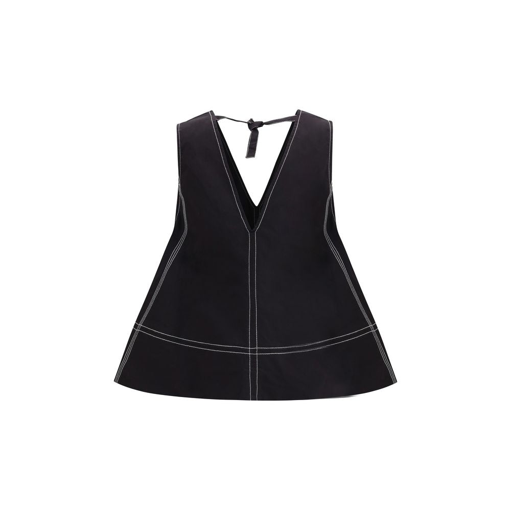 Ganni Black Elastane Top