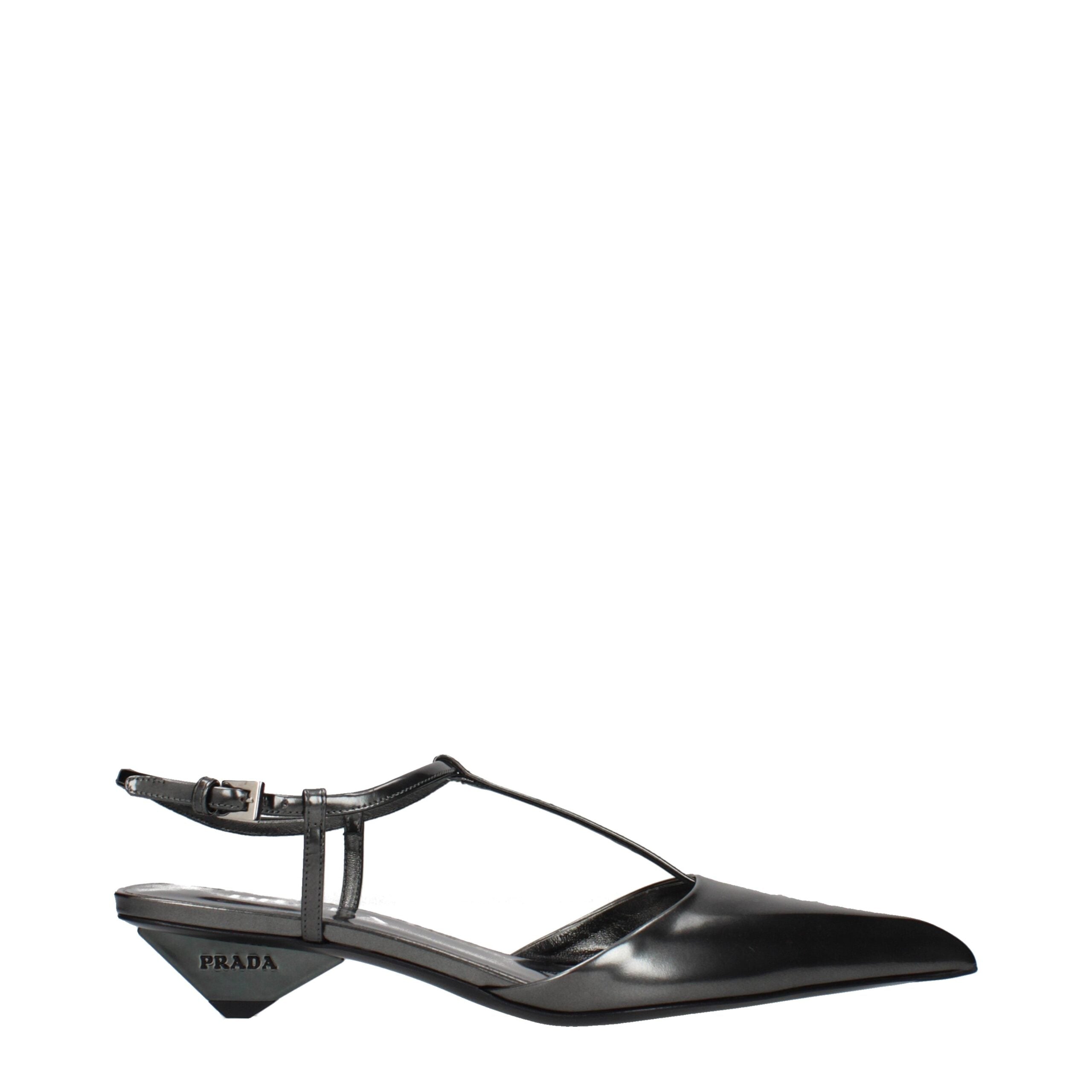 Prada Gray Leather Sandals