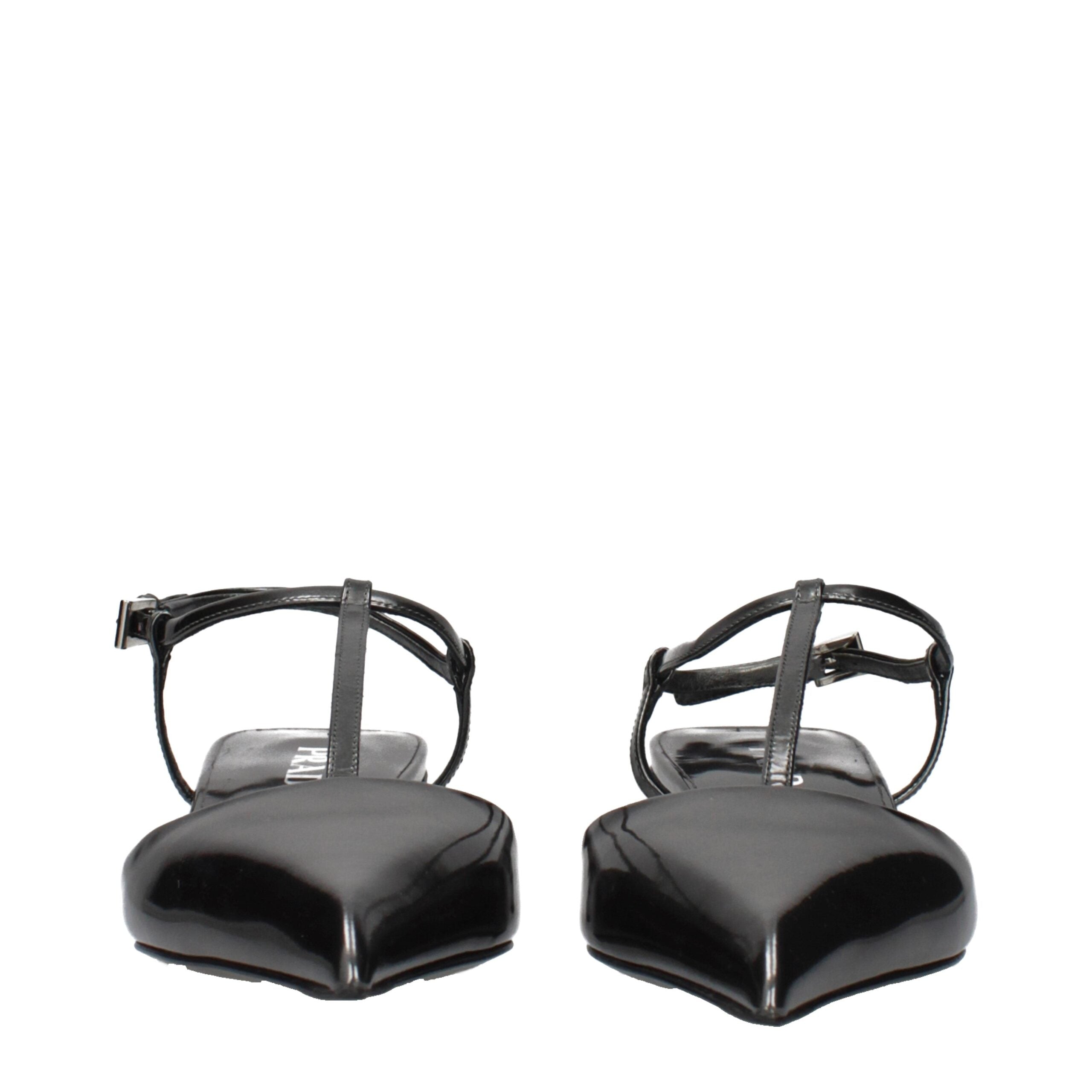 Prada Gray Leather Flat Sandals