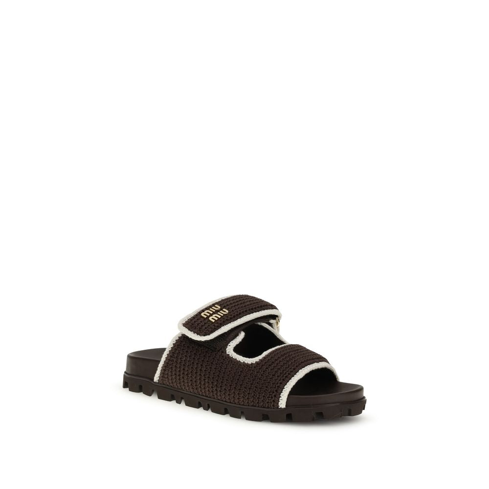 Miu Miu Brown Fabric Sandals