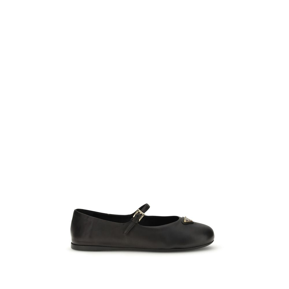 Prada Black Lamb Ovis Aries Aries Ballet Flats