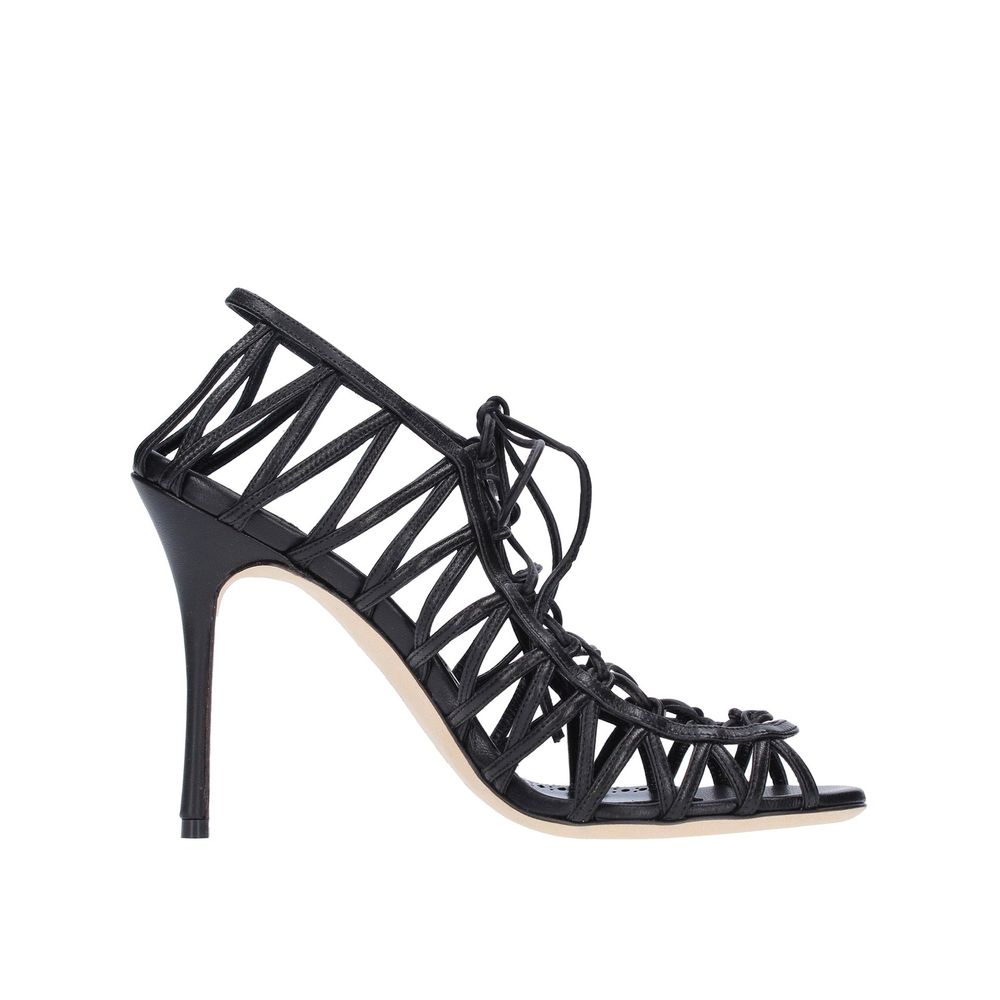 Manolo Blahnik Black Leather Sandals
