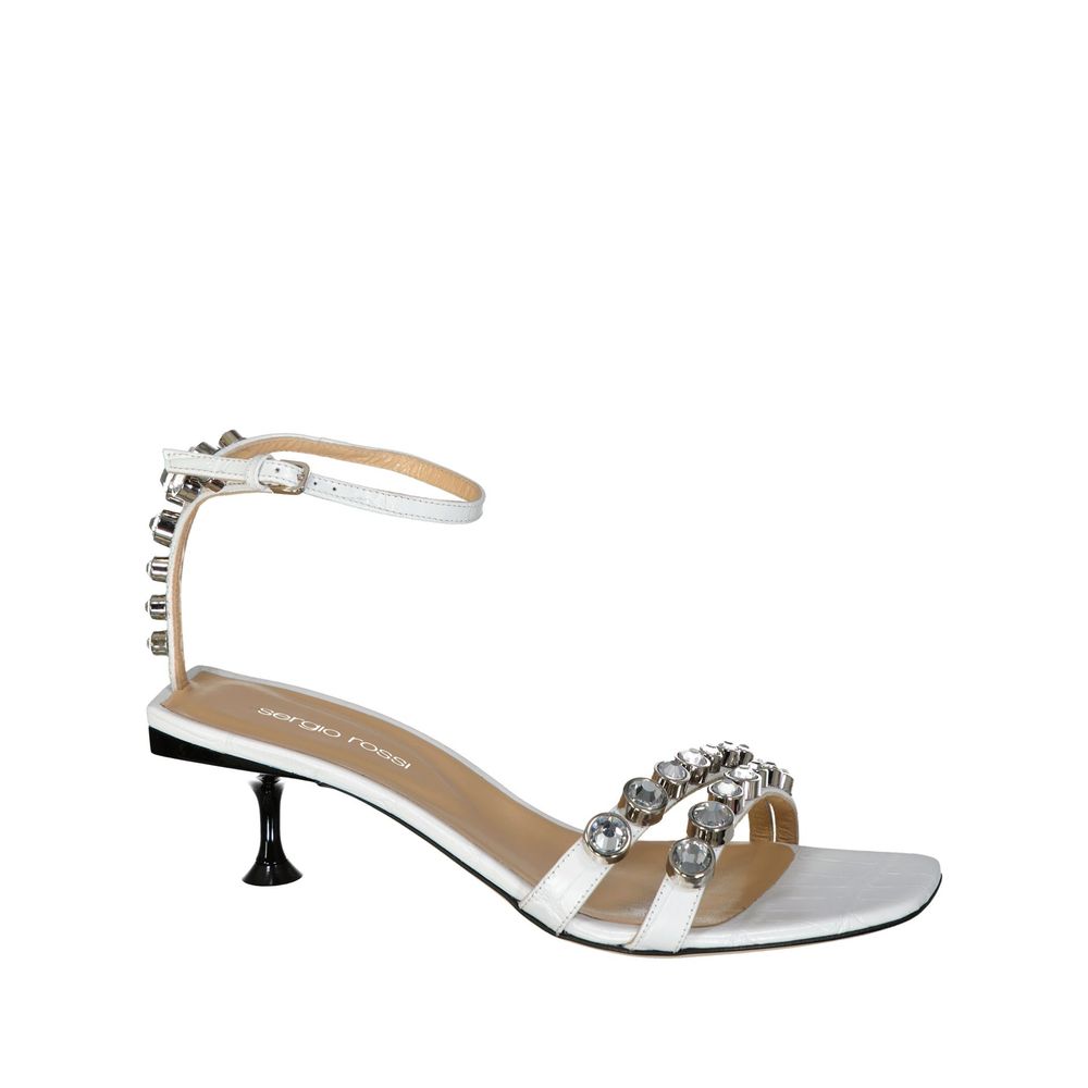 Sergio Rossi White Calfskin Stiletto Heel Sandals