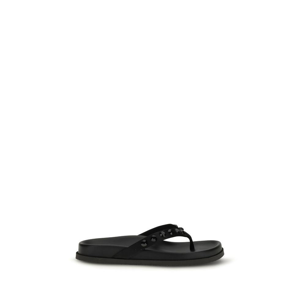 Pedro García Black Rubber Flat Sandals