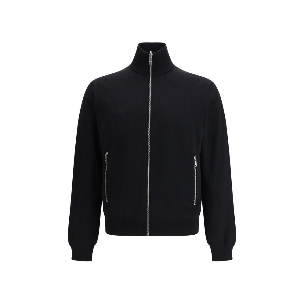Prada Black Fleece Wool Full-Length Jacket