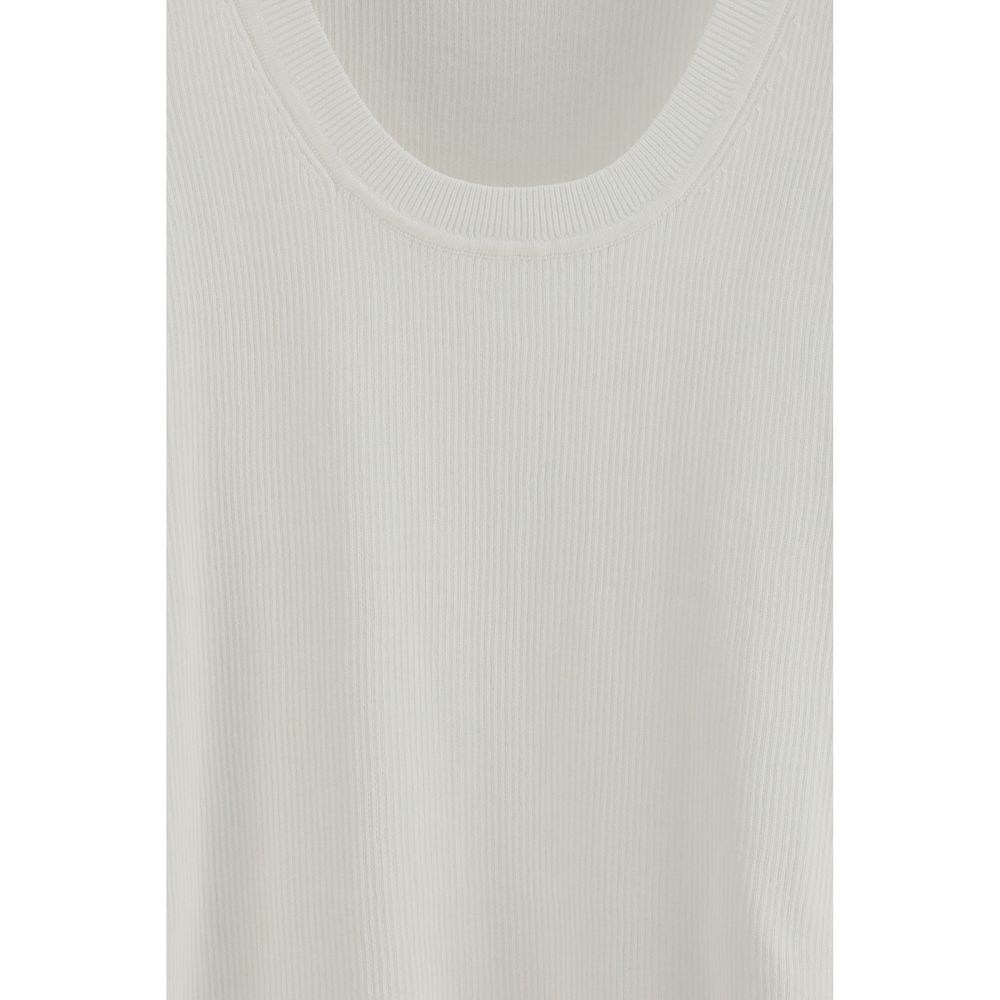P.A.R.O.S.H. Beige Cotton Sleeveles T-Shirt