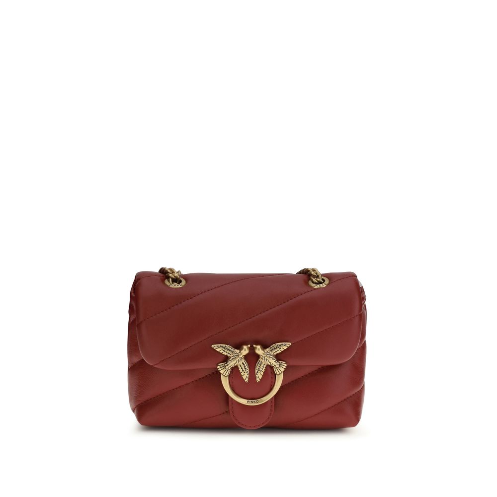 PINKO Bordeaux Calf Leather Bos Taurus Shoulder Bag
