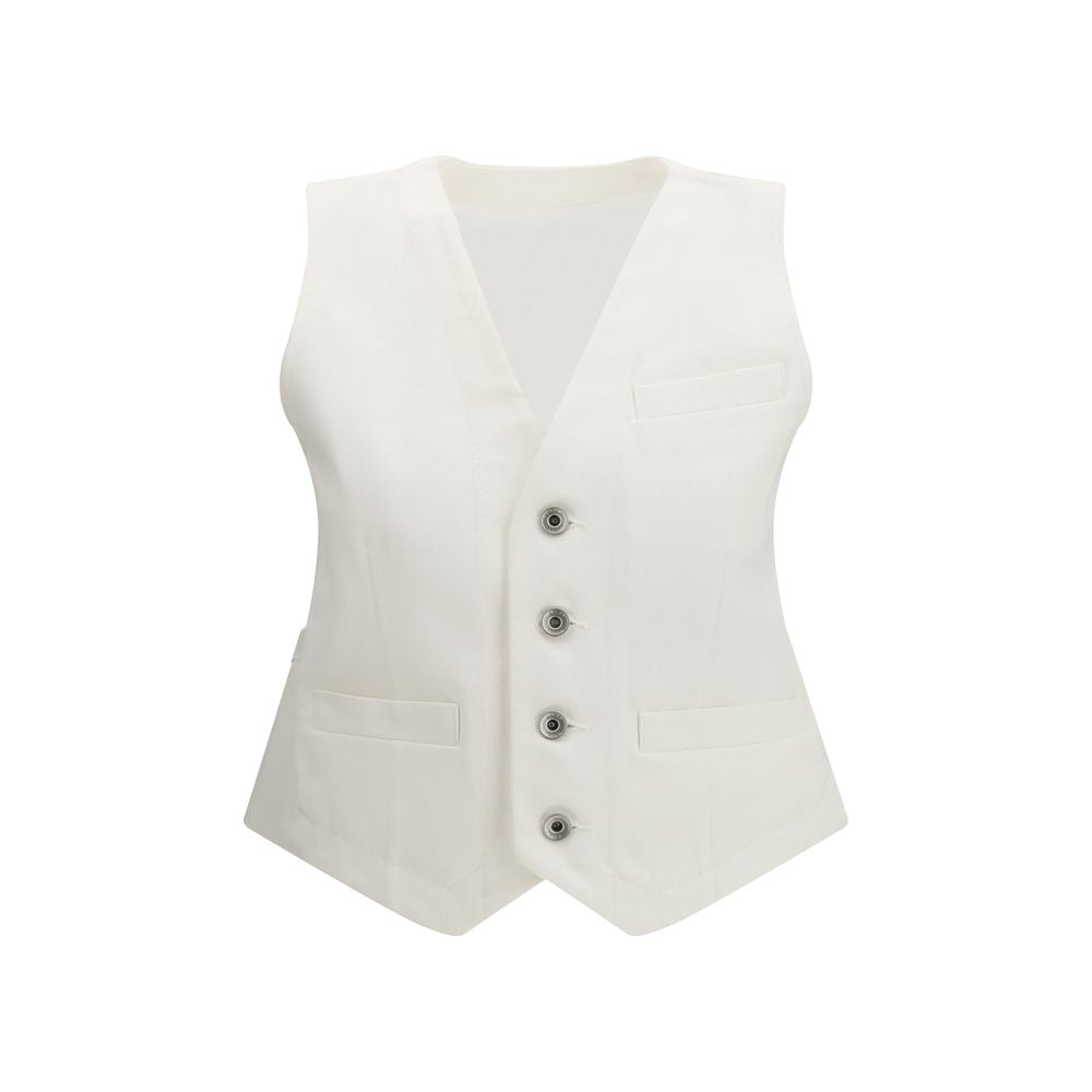 Sacai White Cotton Waistcoat