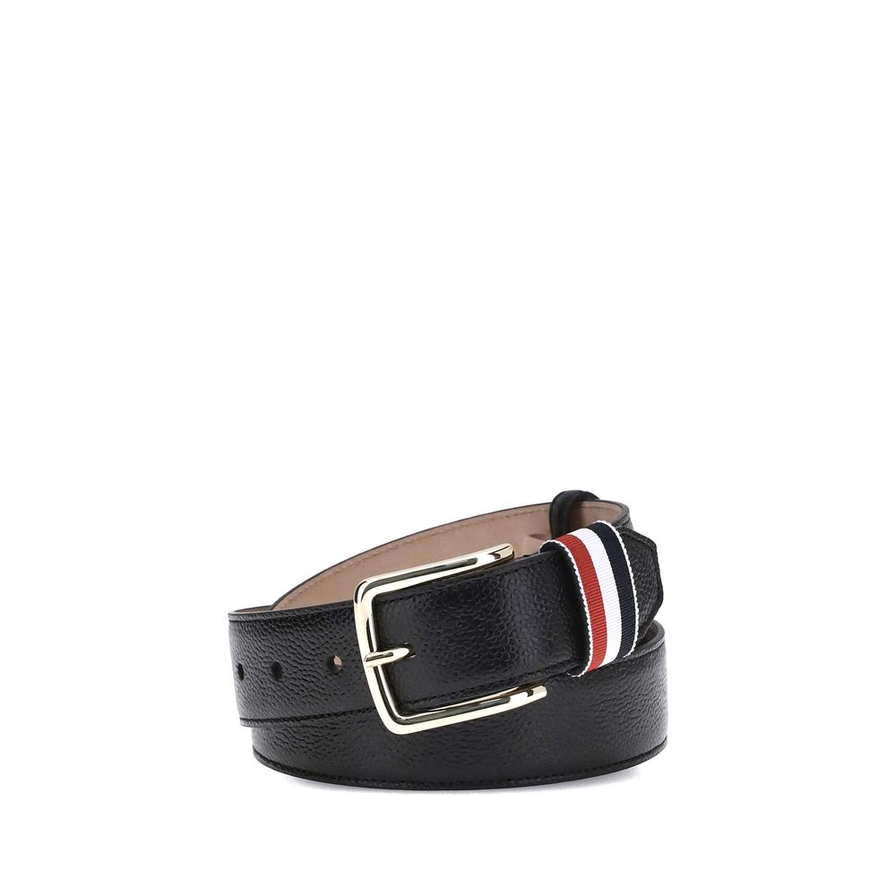Thom Browne Black Calf Leather Bos Taurus Regular Belt