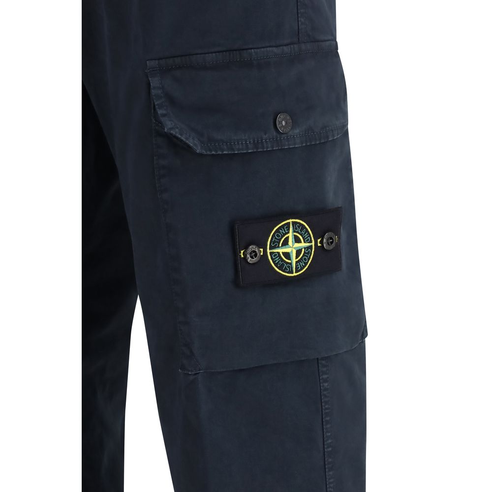Stone Island Blue Cotton Cargo Pants