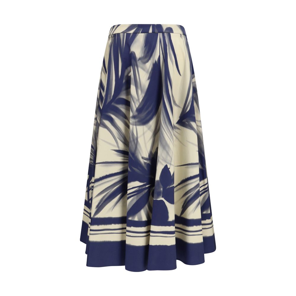 Sara Roka Blue Cotton Midi Skirt
