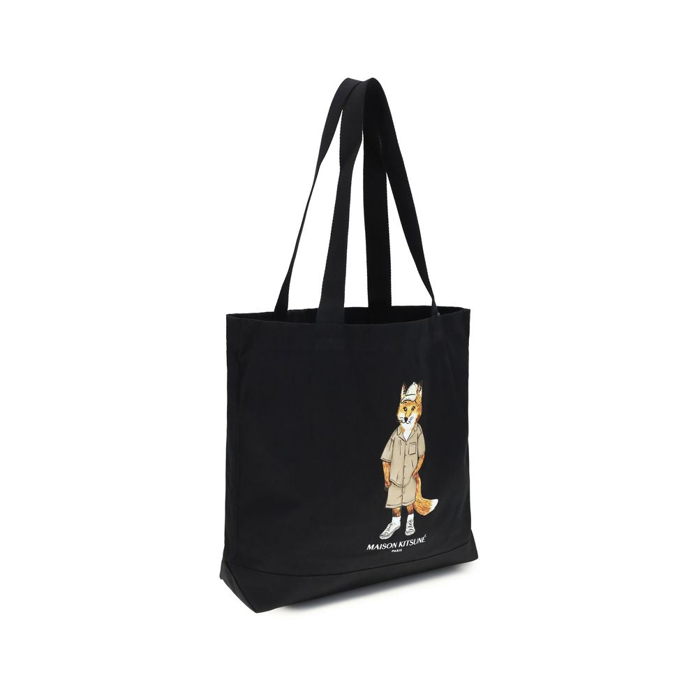 Maison Kitsuné Black Cotton Shoulder Bag