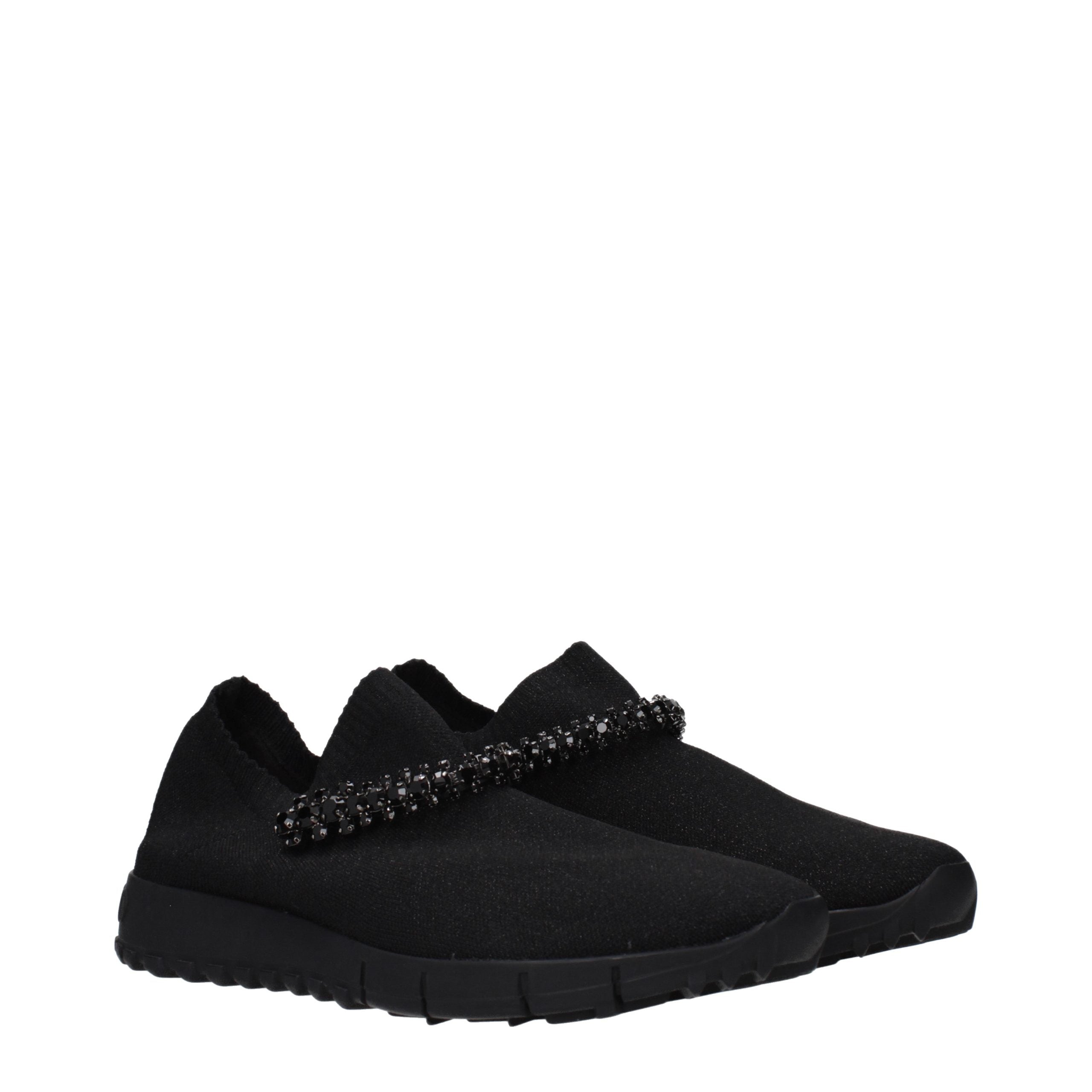 Jimmy Choo Black Fabric Slip-On Loafers